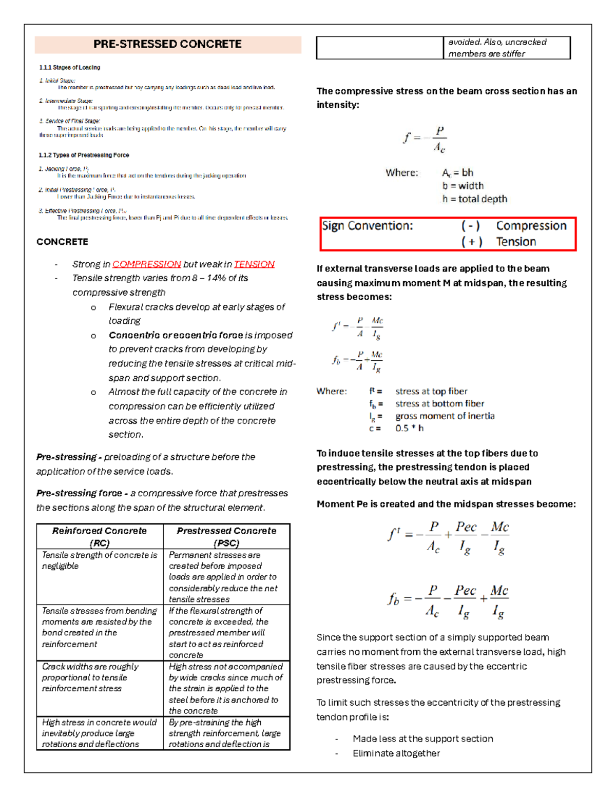 Sample Problems on Prestressed Concrete (CE 101) - Studocu
