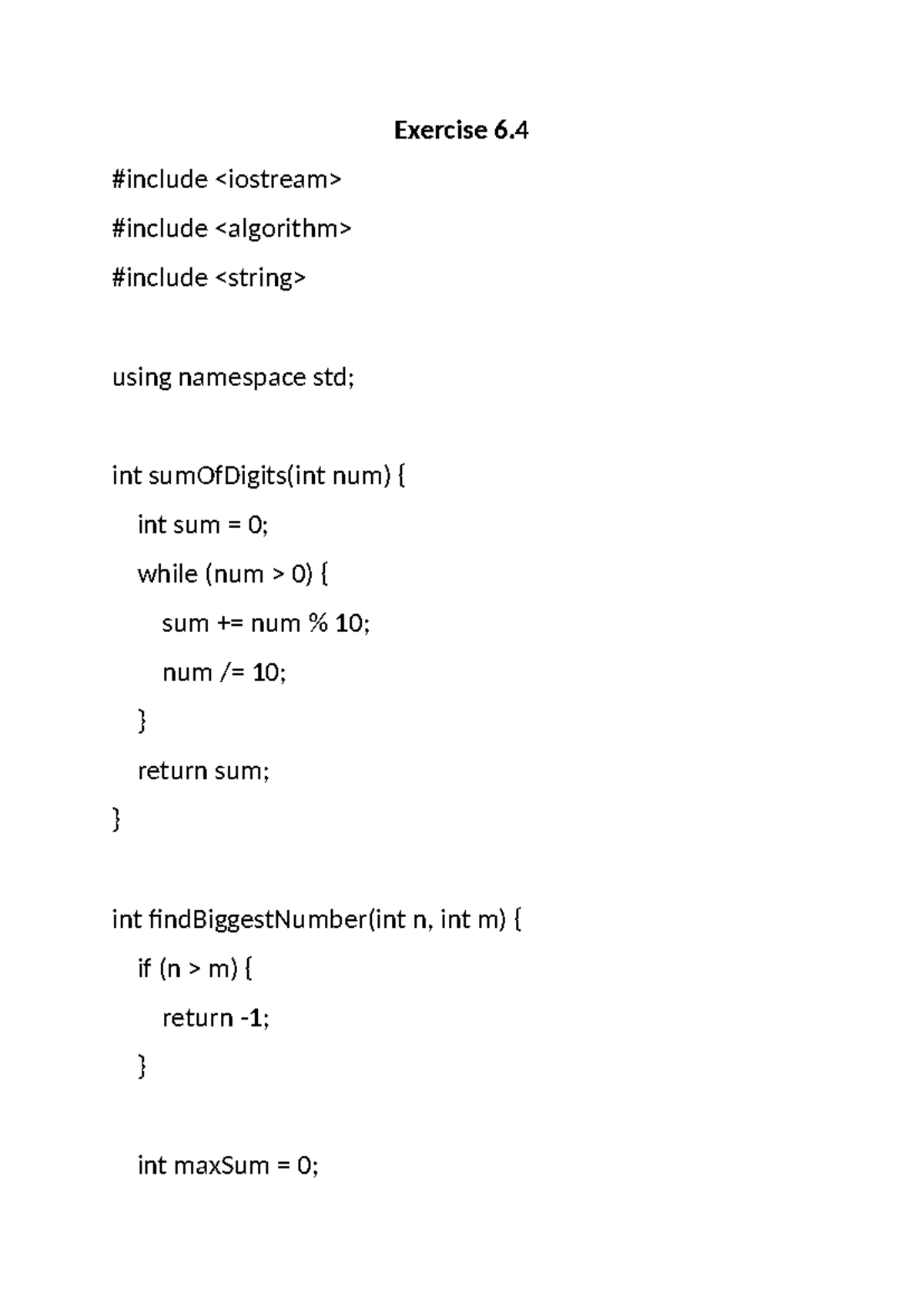 TTM24NS Exercise 6.4 to 6.7 Code Implementation and Testing - Studocu