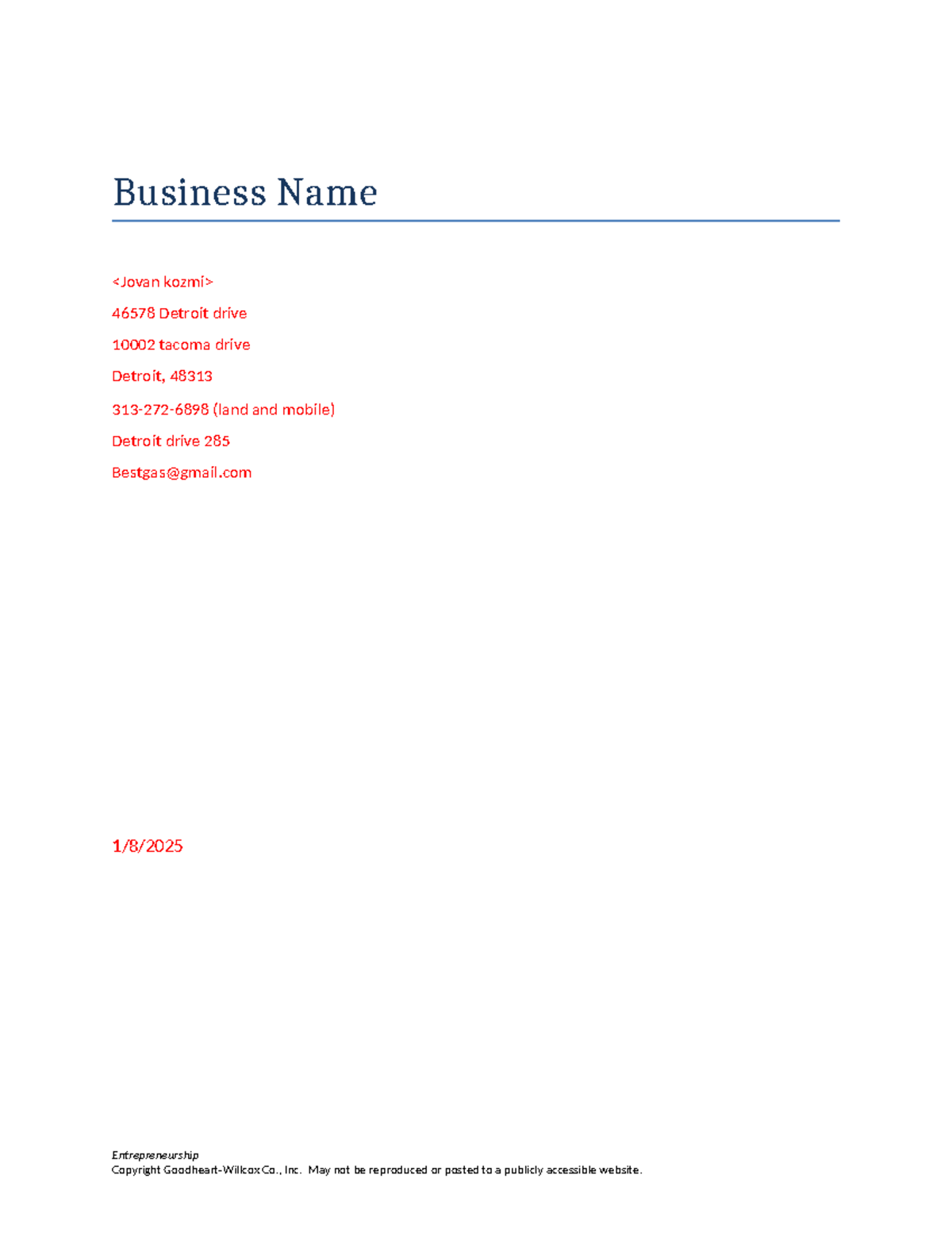 Businessplan template+(4) - Business Name 46578 Detroit drive 10002 ...