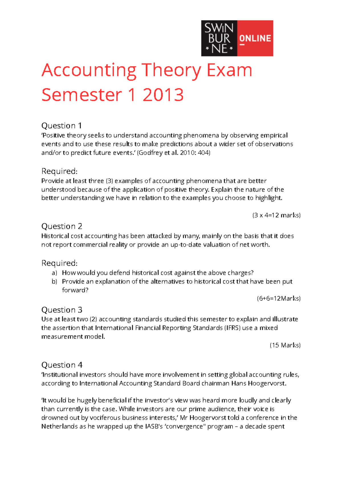 ACC30008 Final Exam Example Semester 1 2013: Accounting Theory Insights ...