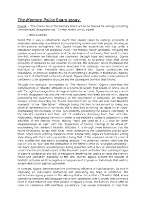 L2 - Character Analysis: Emotional Shifts and Conformity in "The Memory ...