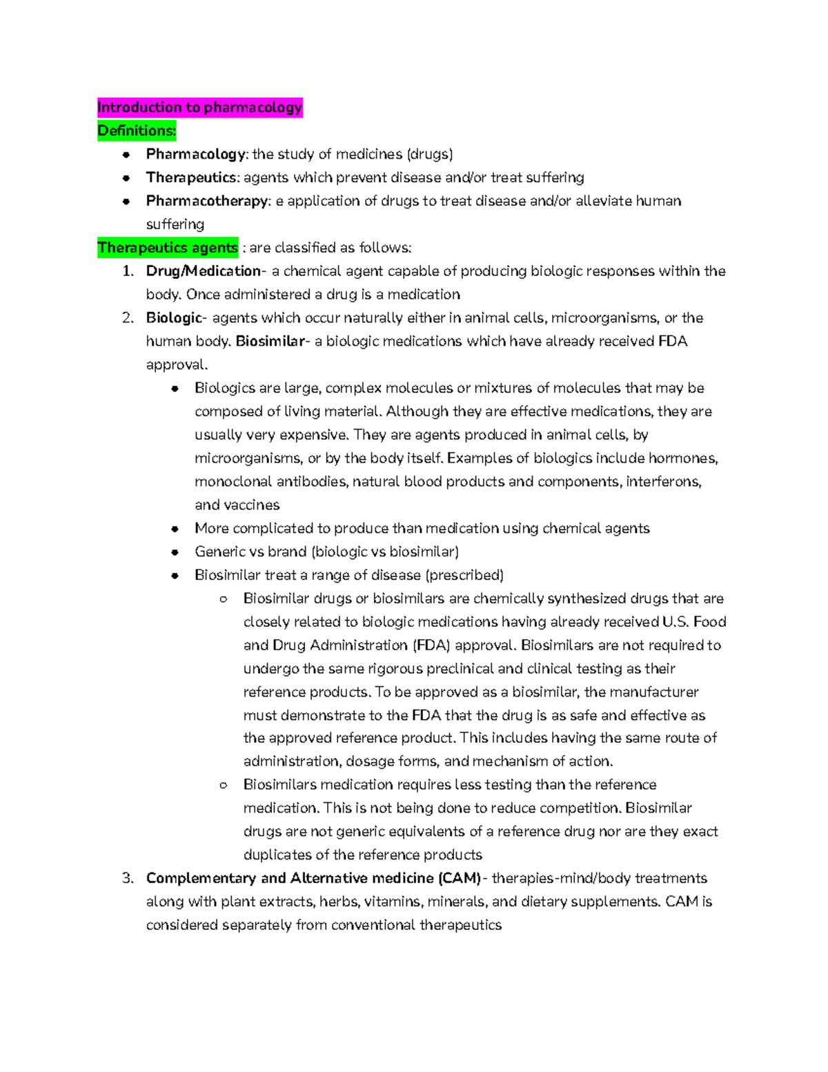 Pharmacology 101: Key Concepts and Definitions for Exam Prep - Studocu