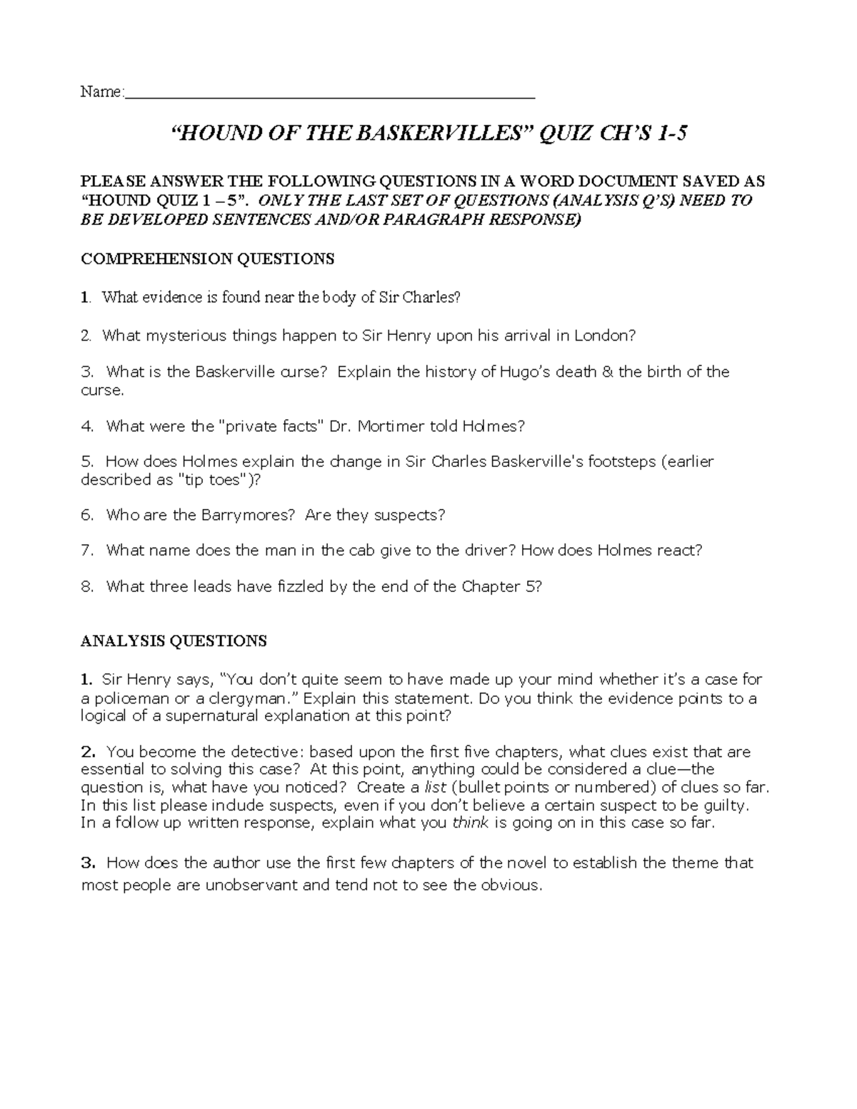 Chapters 1 - 5 quiz - Need to practise as much as possible - Name ...