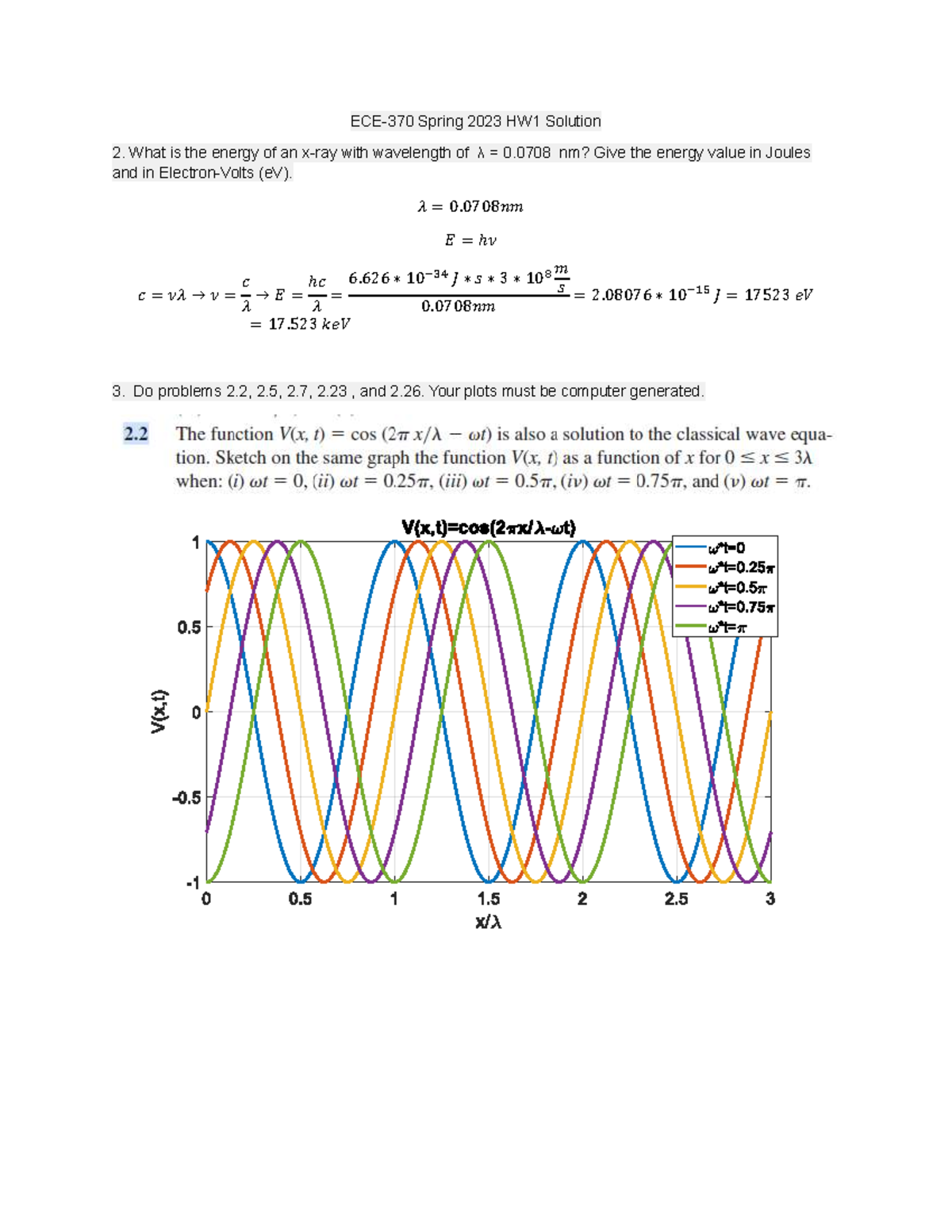 ECE-370-SP23 HW1 Energy Calculations and Problem Solutions - Studocu