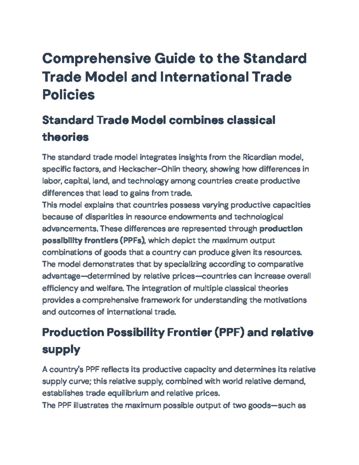 Comprehensive Guide to the Standard Trade Model (ECO 301) - Studocu