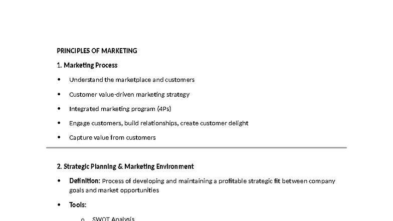 Principles of Marketing (MKT 101) - Comprehensive Study Guide - Studocu