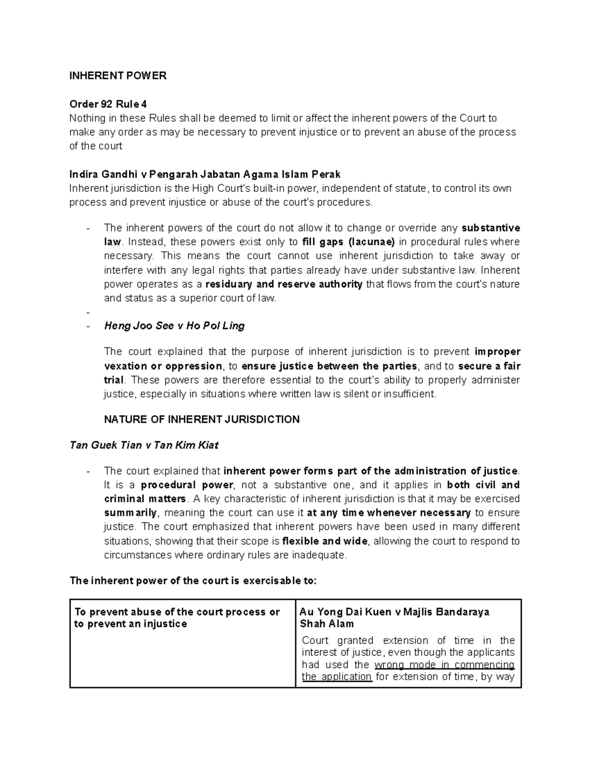 Inherent Powers of the Court: Understanding Order 92 Rule 4 in CPC ...