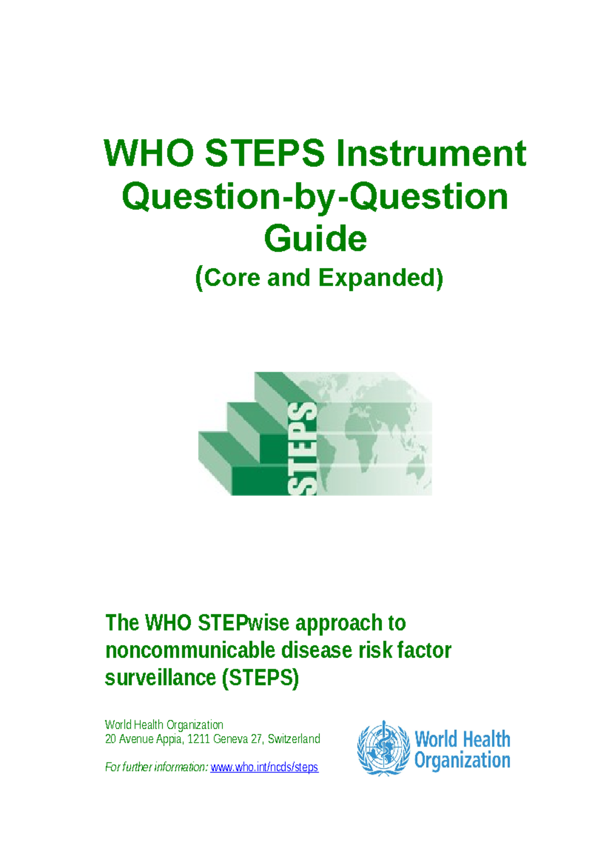 Steps approach WHO - WHO STEPS Instrument Question-by-Question Guide ...