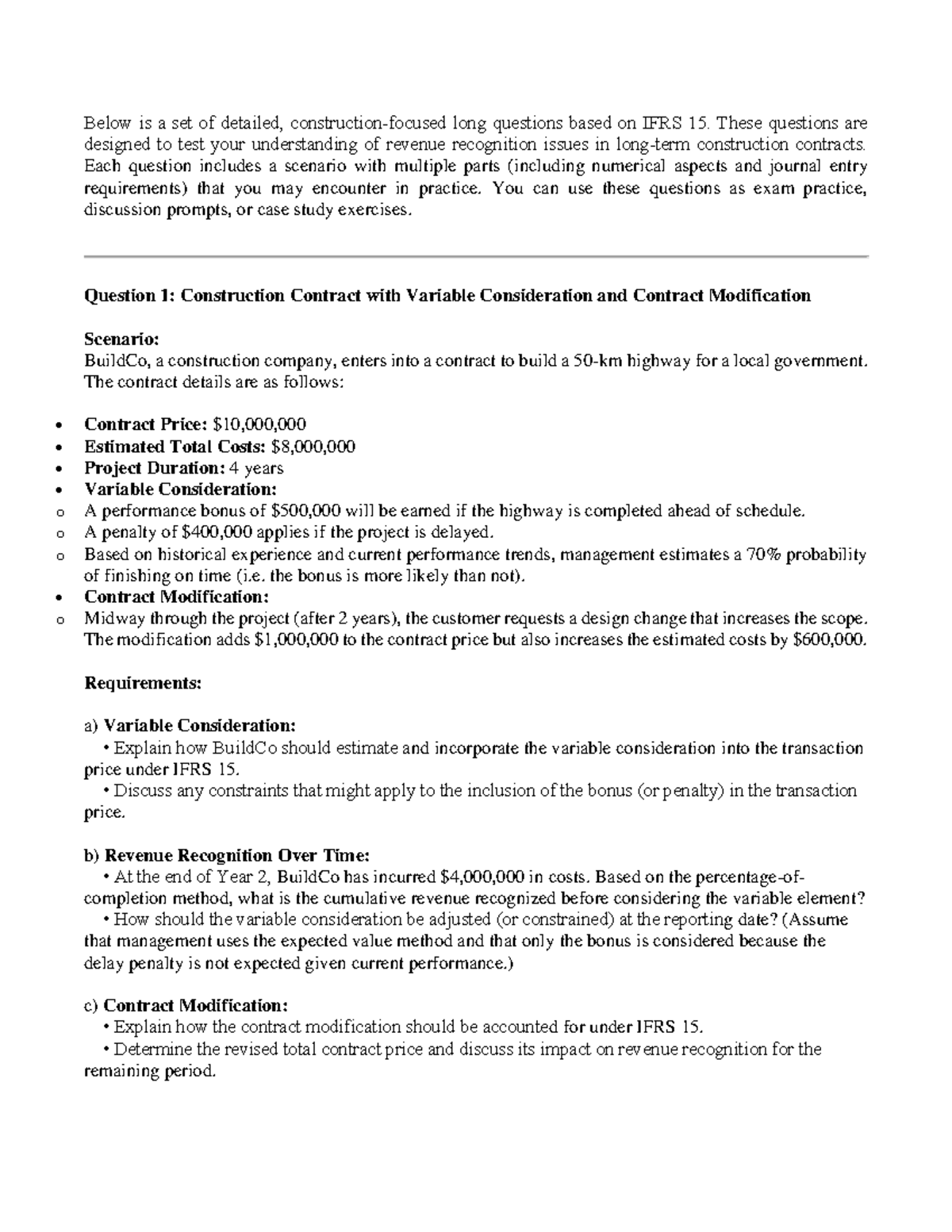 Construction contract - Below is a set of detailed, construction ...
