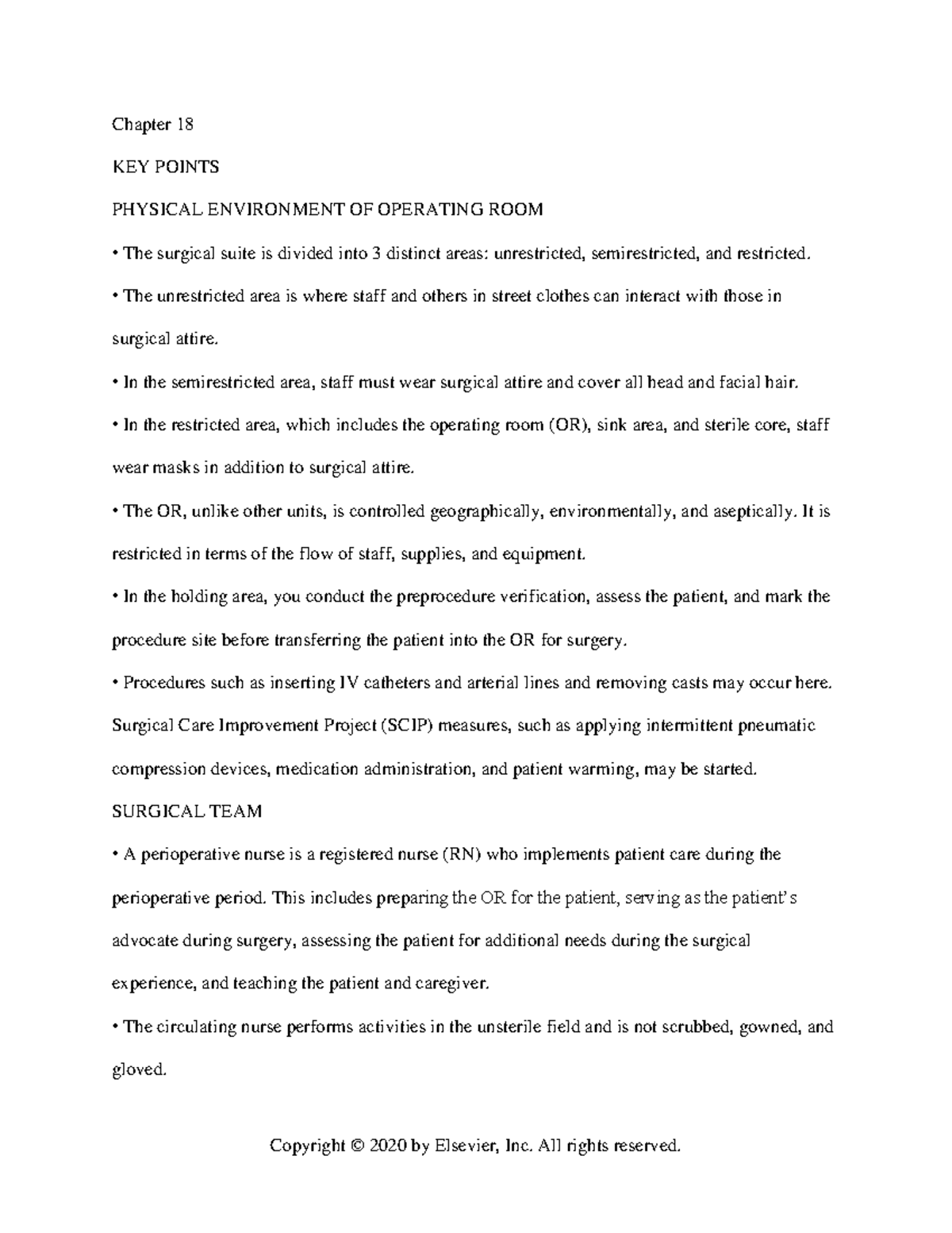 Chapter 18 Key Points: Intraoperative Nursing Management - Studocu