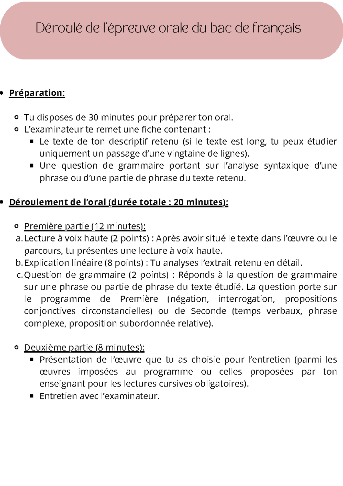 d-roul-de-l-oral-du-bac-de-fran-ais-pr-paration-et-valuation-studocu