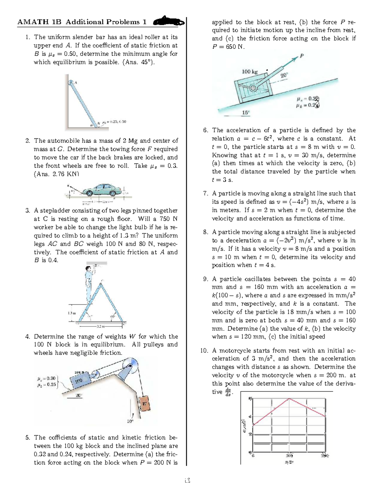 AMATH 1B Tutorial 1: Additional Problems and Solutions - Studocu