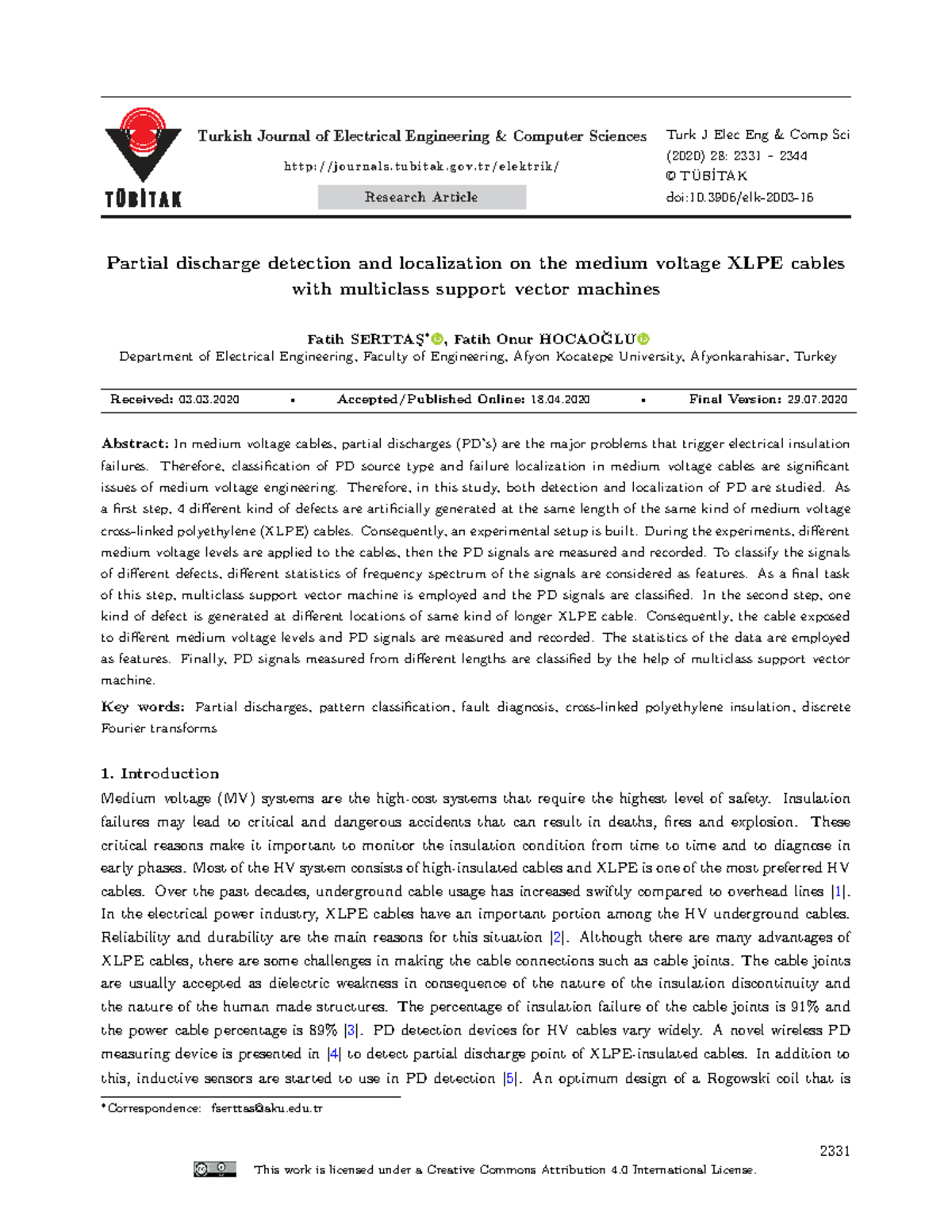 Partial Discharge Detection & Localization on MV XLPE Cables (ELEC 2020 ...