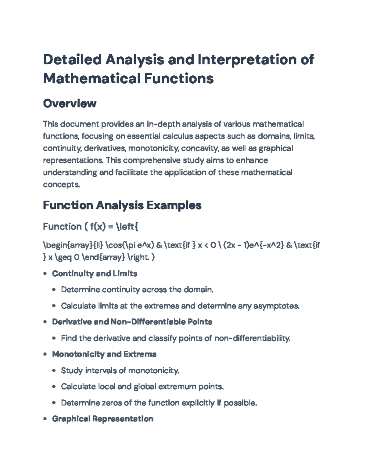 Comprehensive Analysis of Mathematical Functions in Calculus - Detailed ...