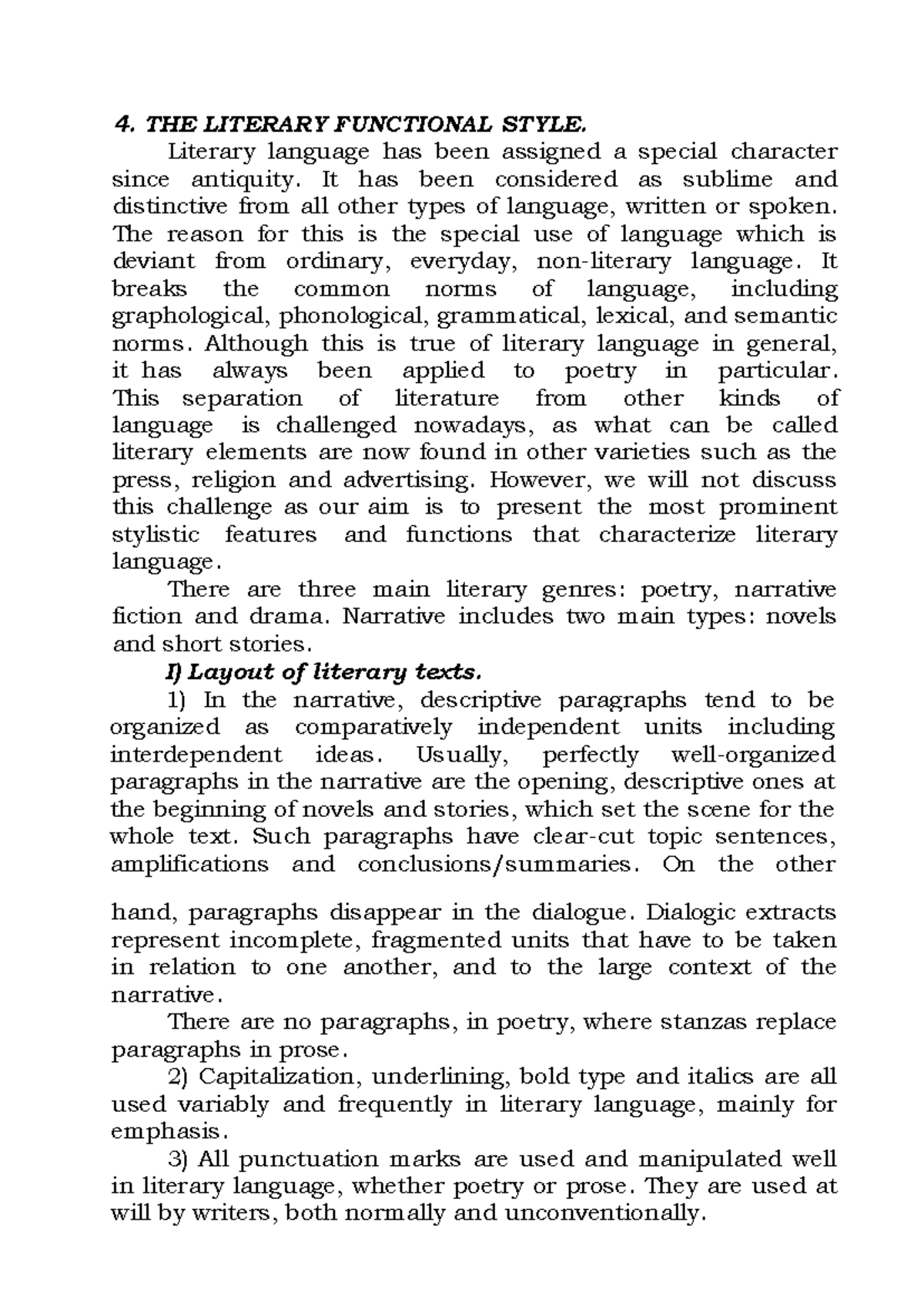 ENGLISH STYLISTICS: Literary Functional Style Overview - Studocu