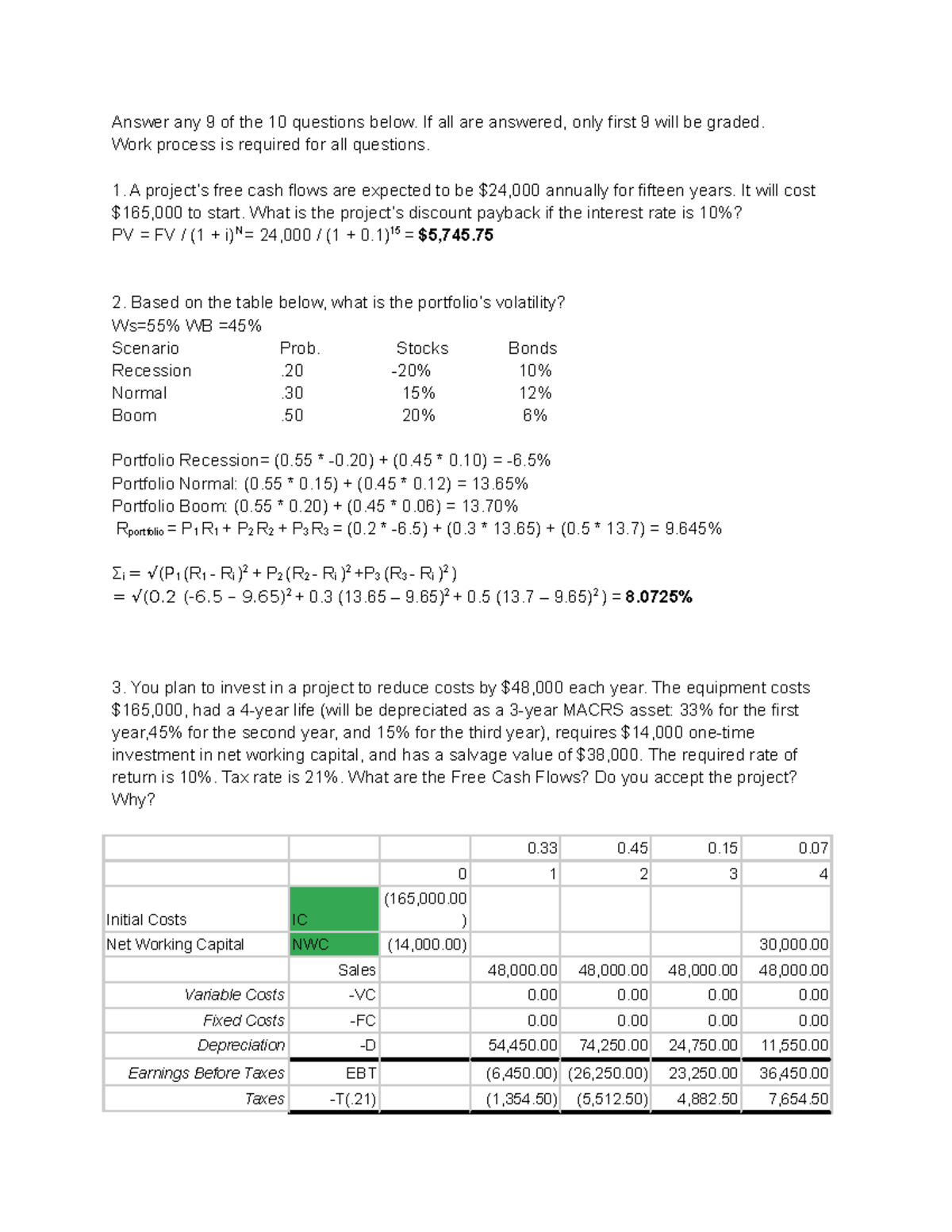 Midterm Exam 1: Financial Analysis & Project Evaluation - Zhaohui Zhang ...