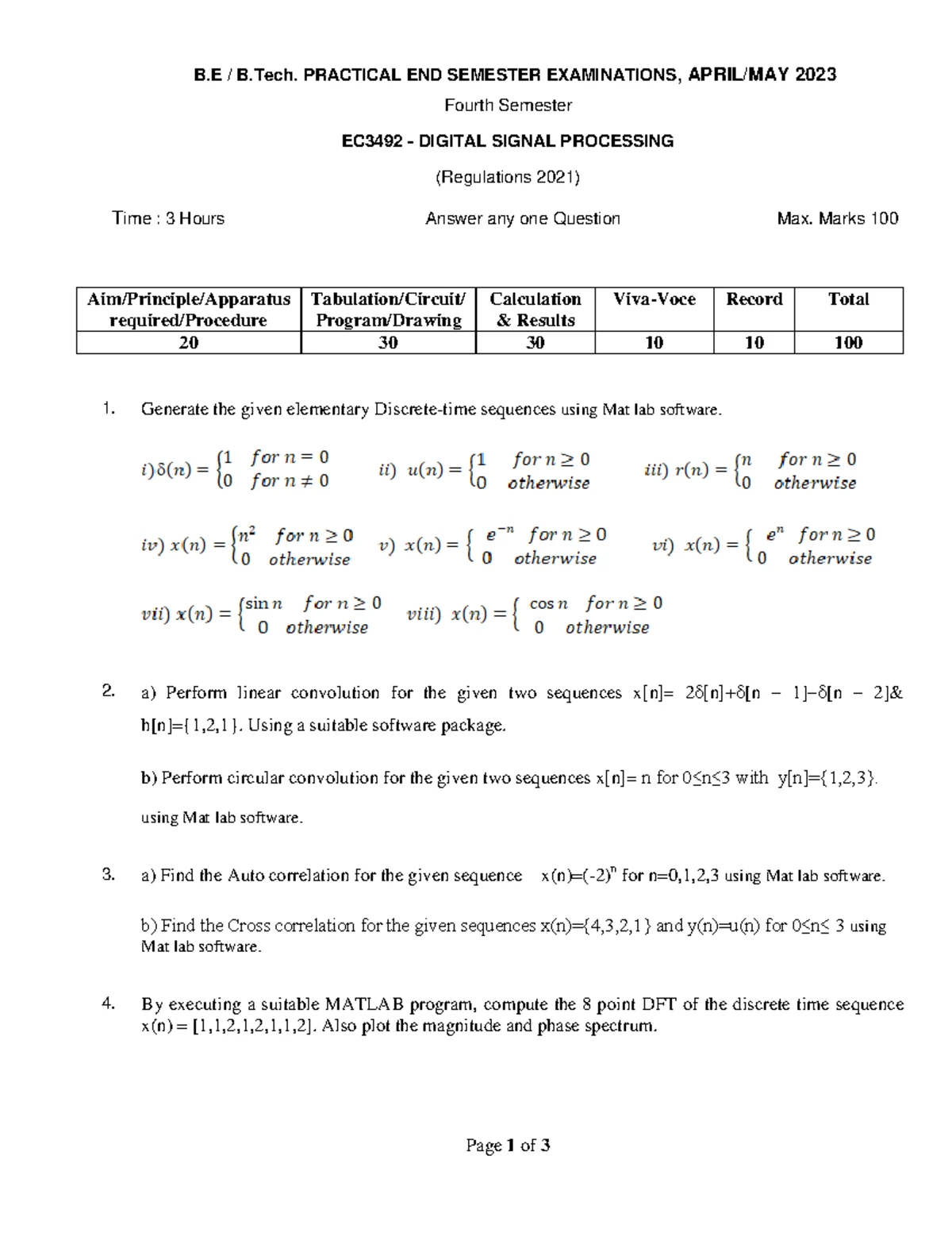 EC 3492 Final Exam QP - Digital Signal Processing 2024 - Studocu