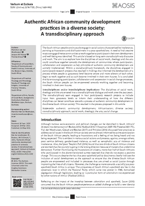 Authentic African Community Development Practices: A Transdisciplinary ...