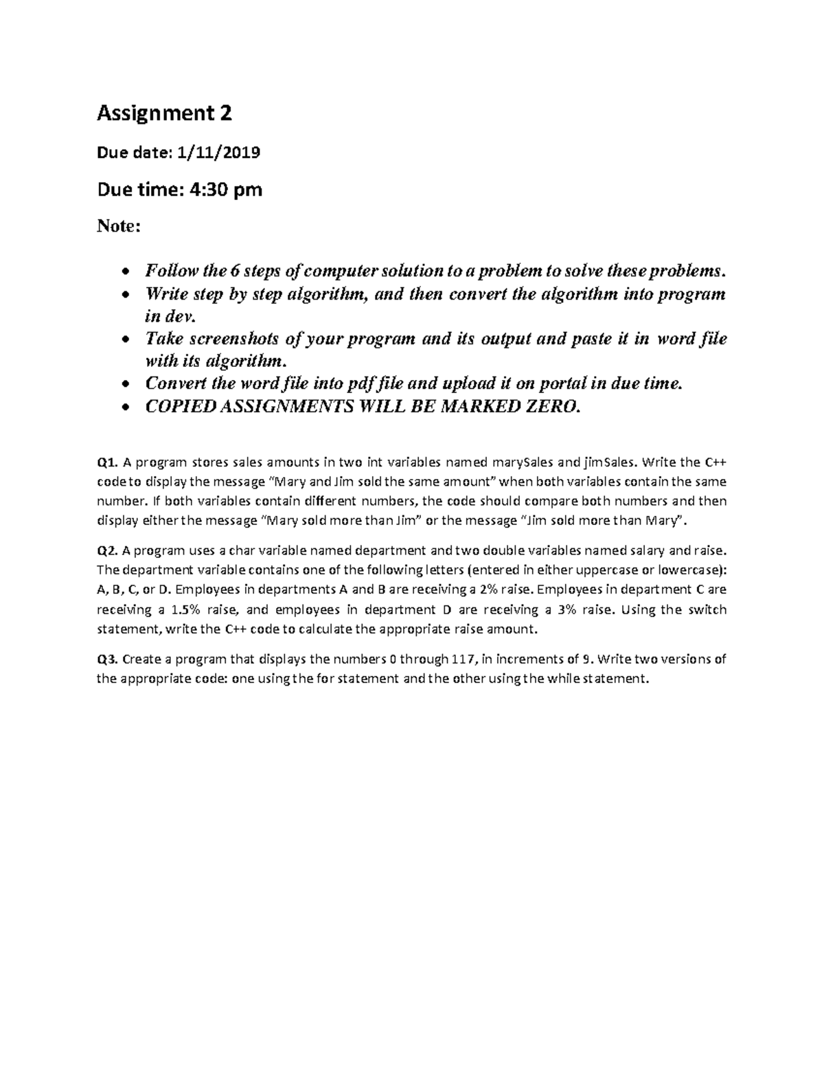 Assignment 2 - C++ Programming Tasks and Guidelines - Studocu