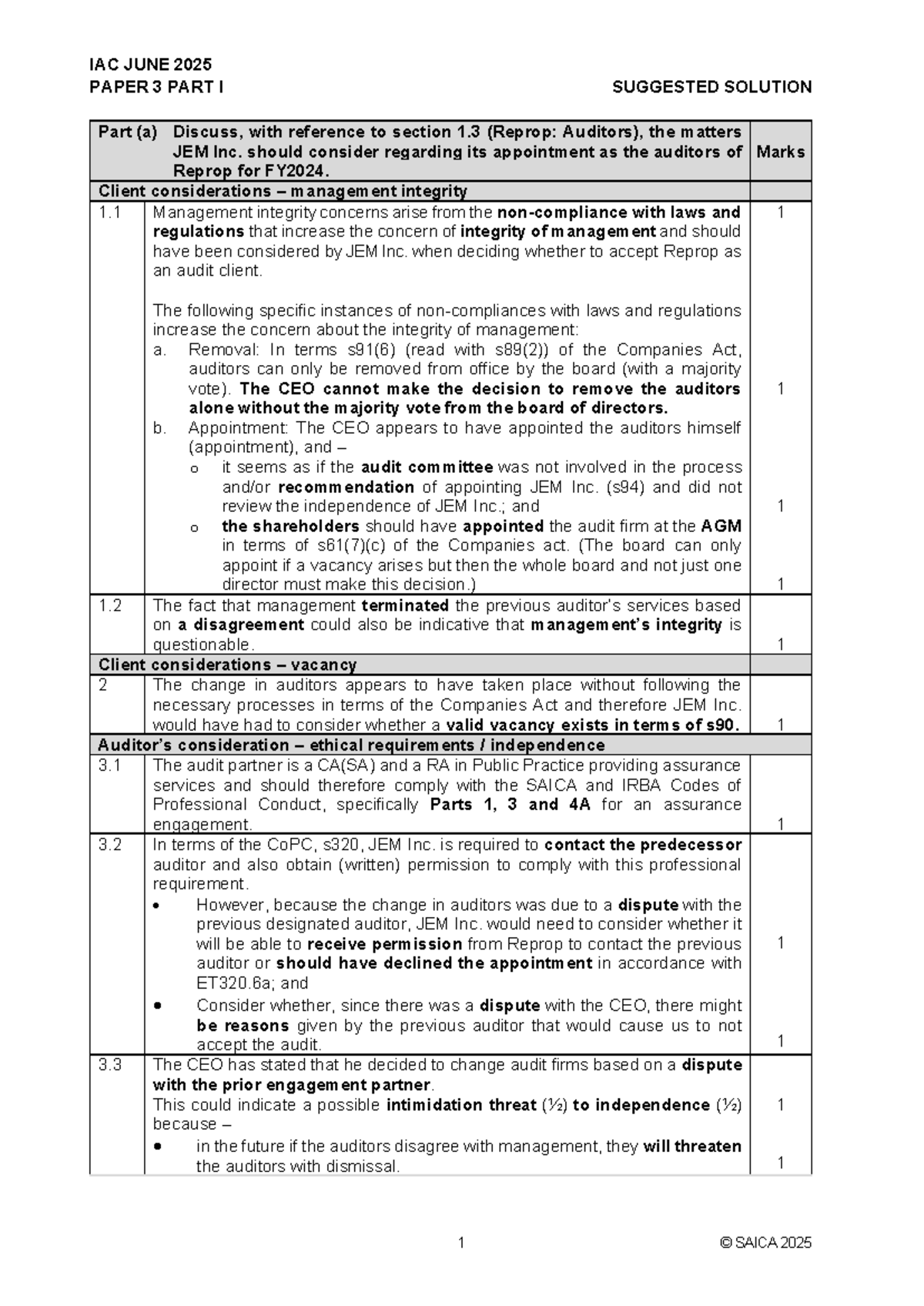 IAC JUNE 2025 PAPER 3 PART I & II SUGGESTED SOLUTIONS FOR REPROP AUDIT ...