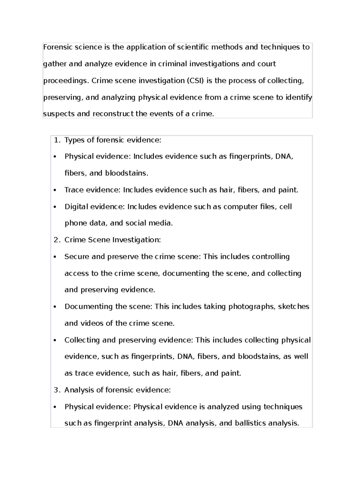Forensic Science & Crime Scene Investigation Overview (FS 101) - Studocu