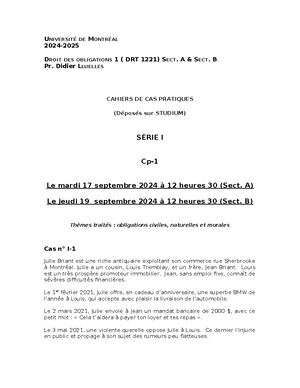 DRT 1221 - UdeM - Droit des obligations 1 - Studocu