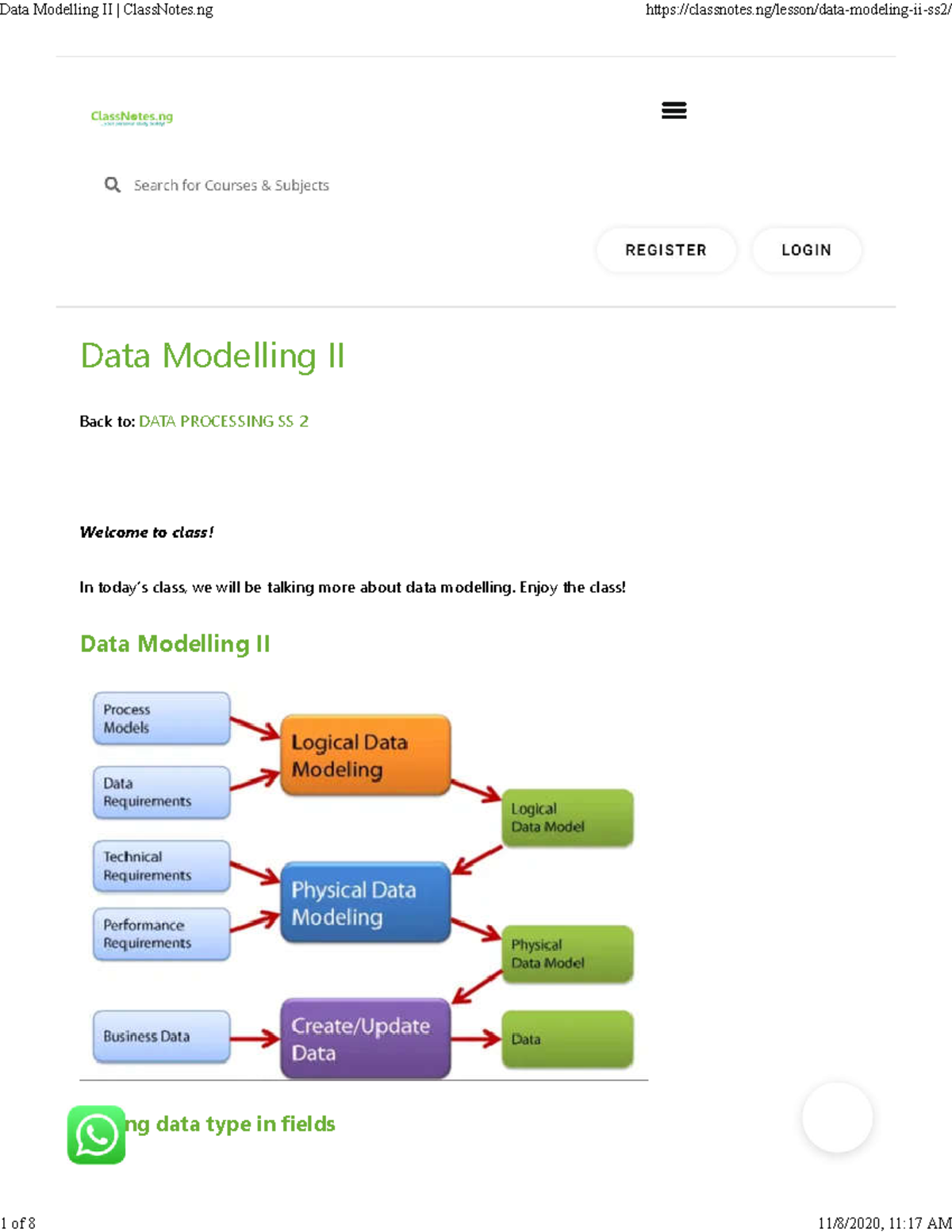 Data Modelling II Class Notes: Key Concepts & Techniques - Studocu