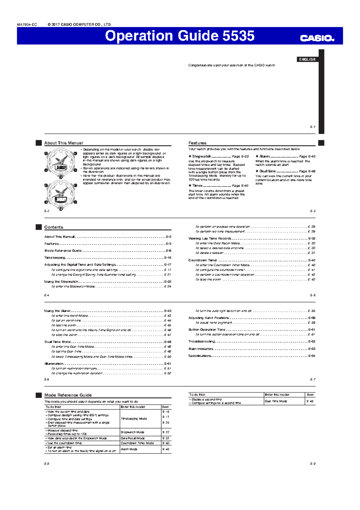 CASIO Watch Operation Guide 5535 - User Manual EN - Studocu
