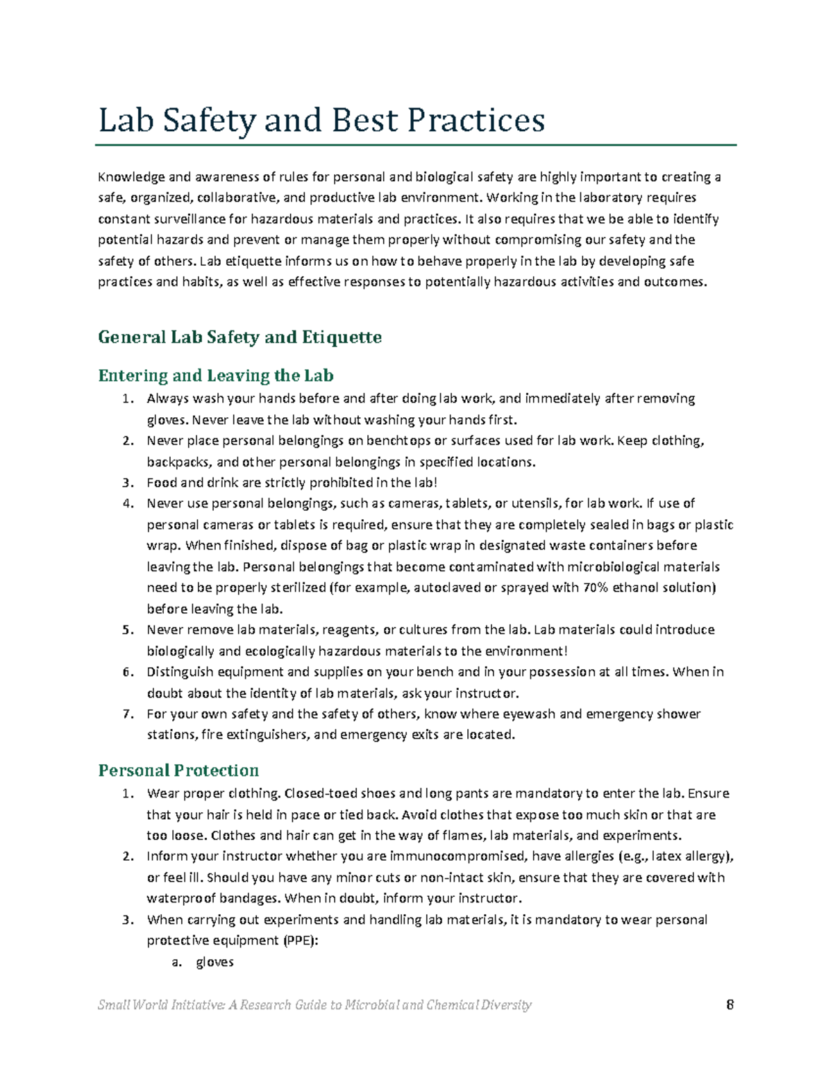Lab Safety Guidelines and Best Practices (SW 2016 Research Guide) - Studocu