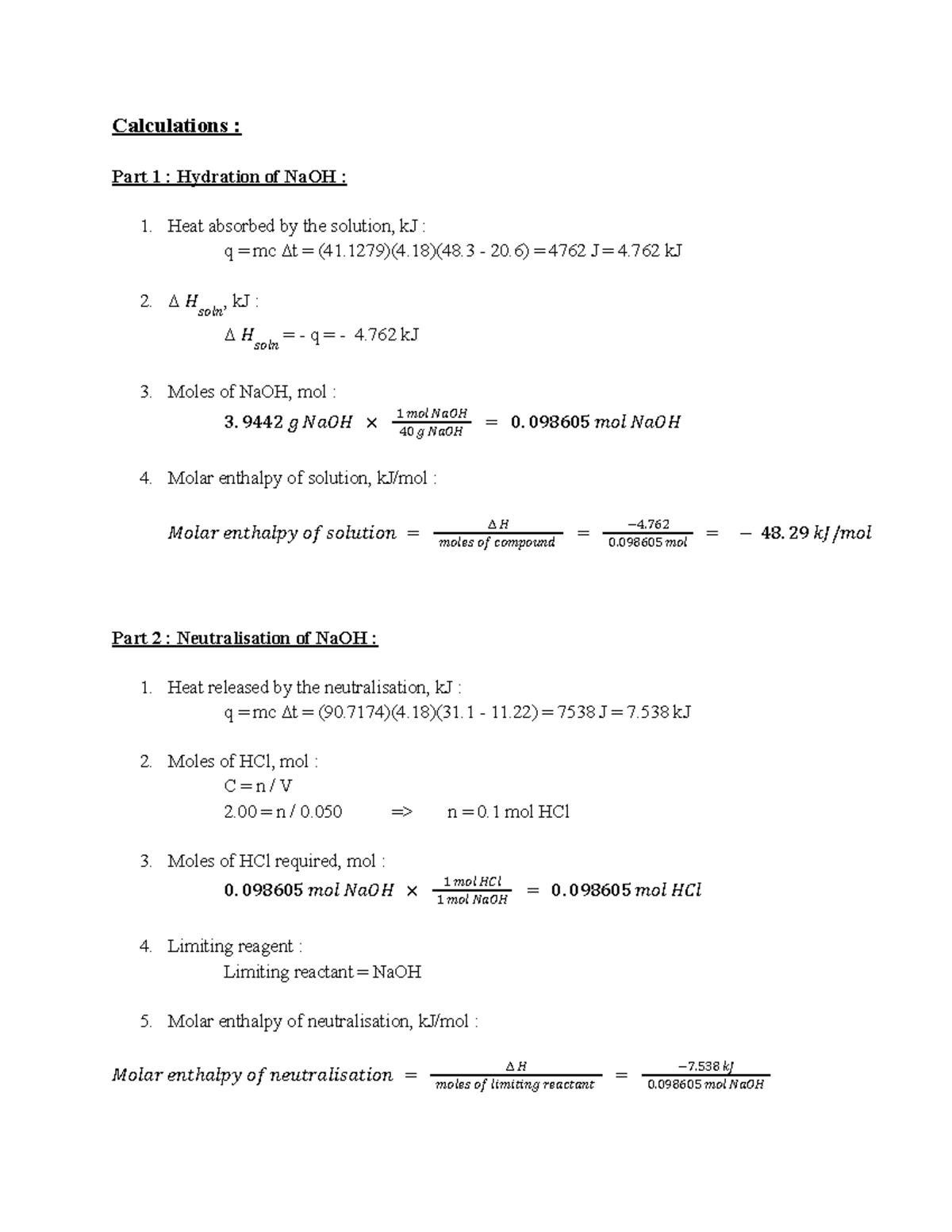 Calorimetry Lab Report (Exp 12) - General Chemistry Analysis - Studocu