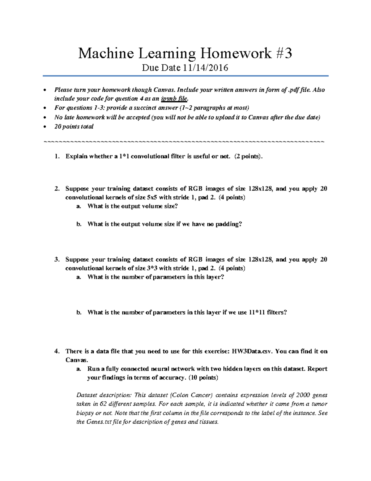 HW3 - Machine Learning Assignment Details and Instructions - Studocu