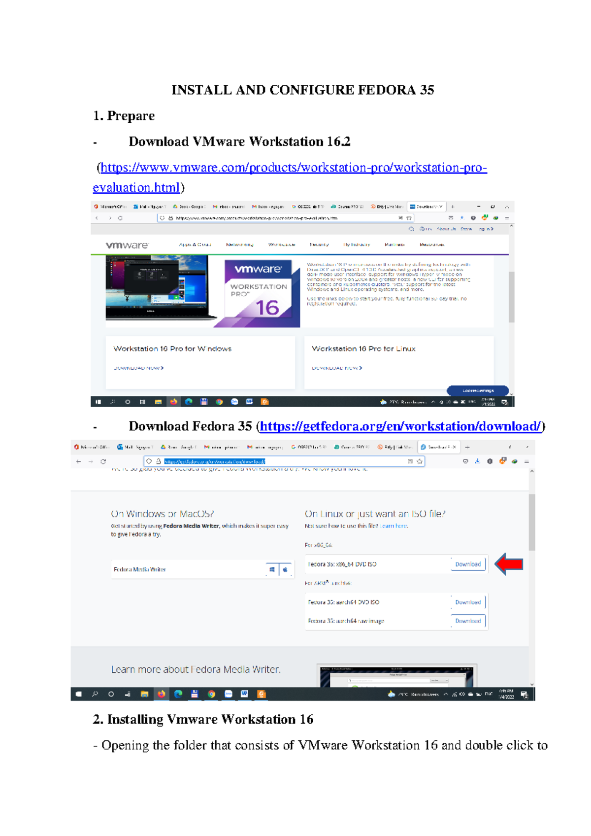 Guide to Install Fedora 35 on VMware Workstation 16 - Studocu