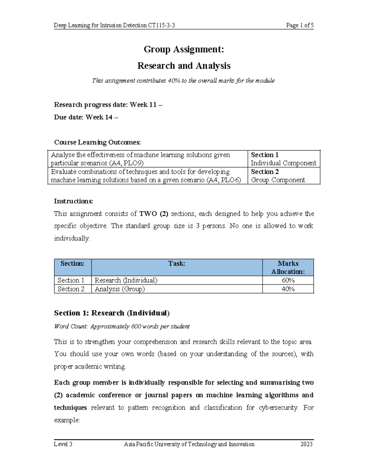 CT115-3-3 DLI Group Assignment: Research & Analysis on ML Solutions ...