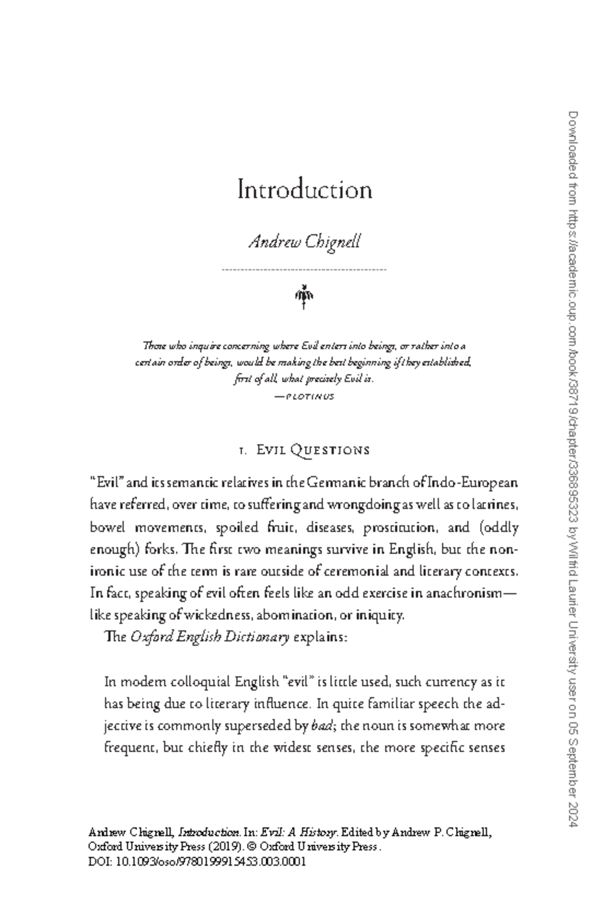 Oso 9780199915453 Chapter 1: Exploring the Nature of Evil - Studocu