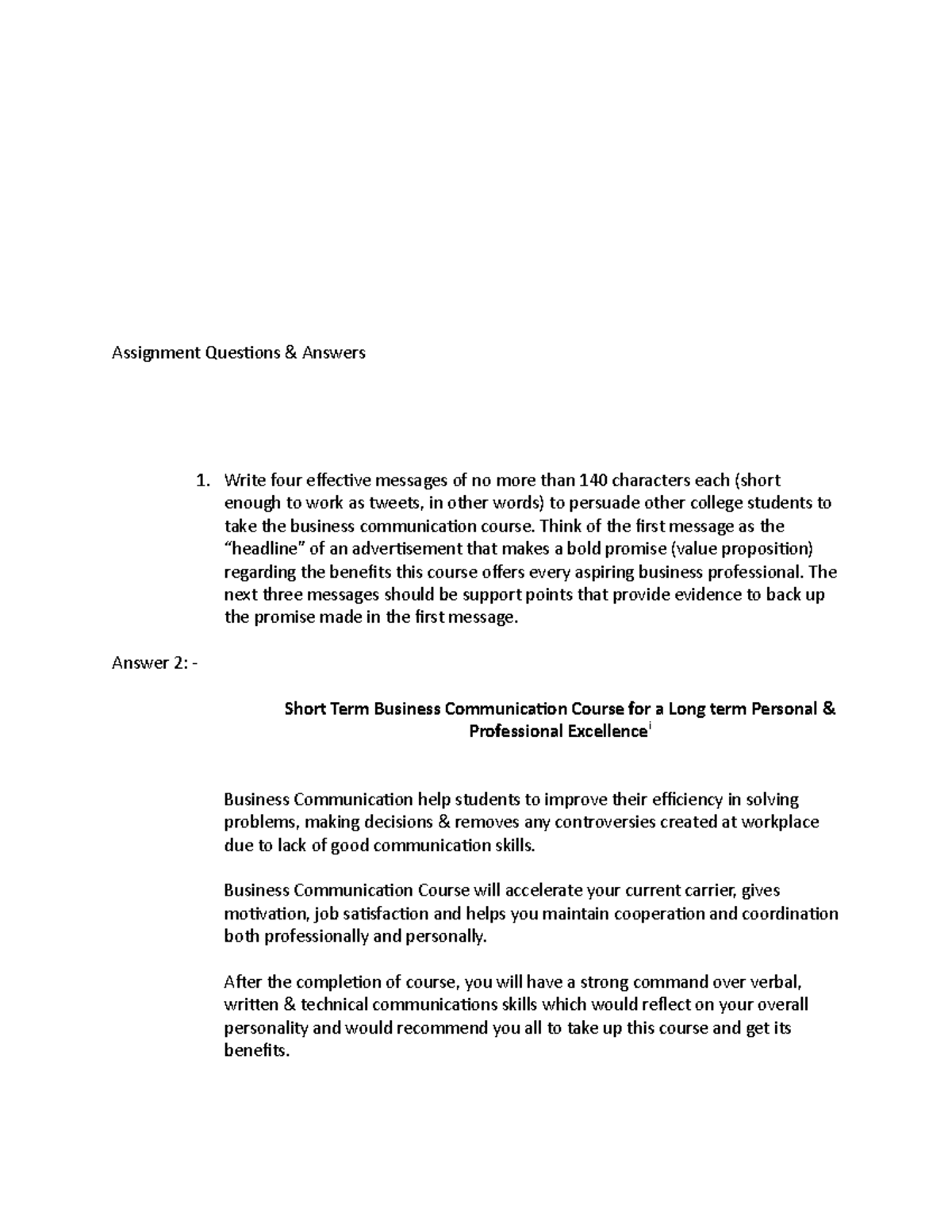 Assignment BC Term-1 - Assignment Questions & Answers Write four ...