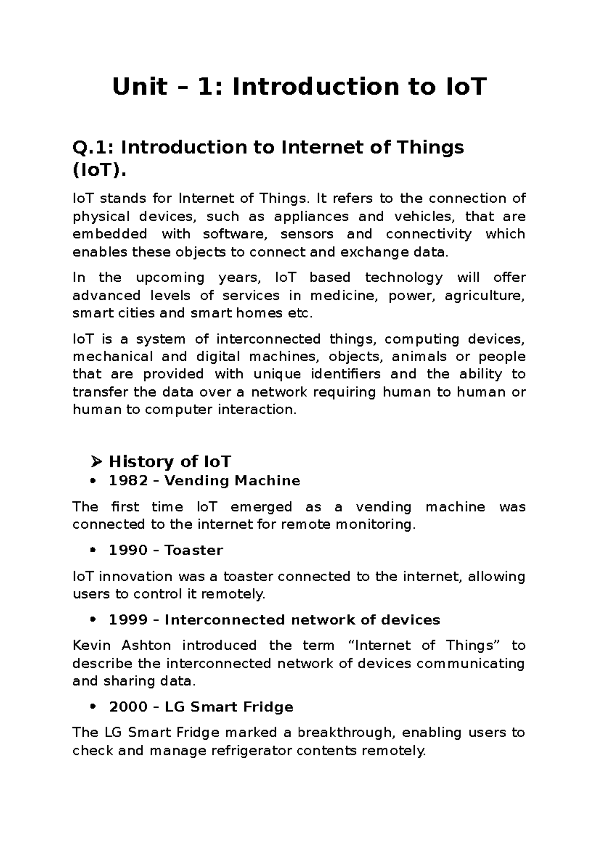 IOT Material - Unit – 1: Introduction to IoT Q: Introduction to ...