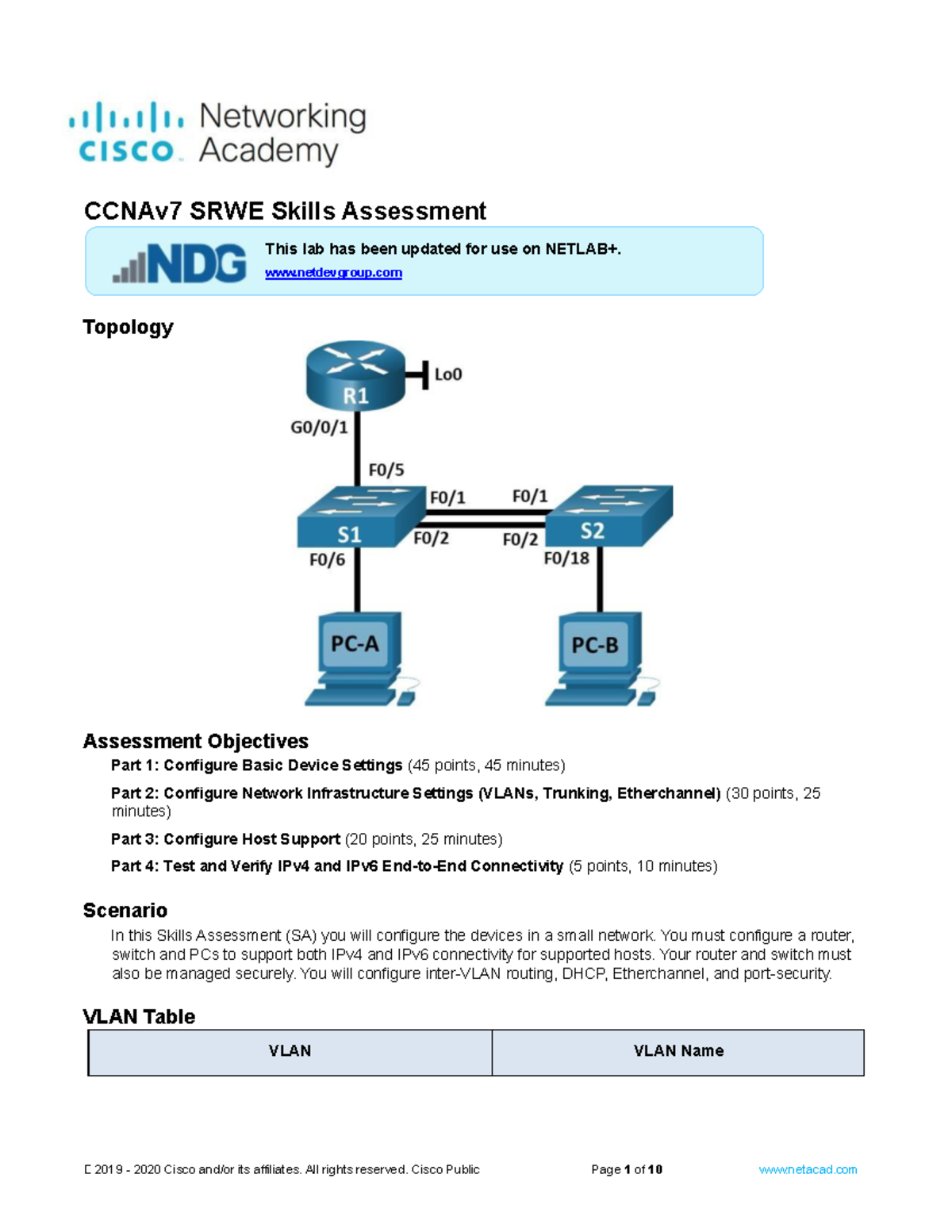 CCNAv7 SRWE Skills Assessment: Network Configuration & Testing - Studocu