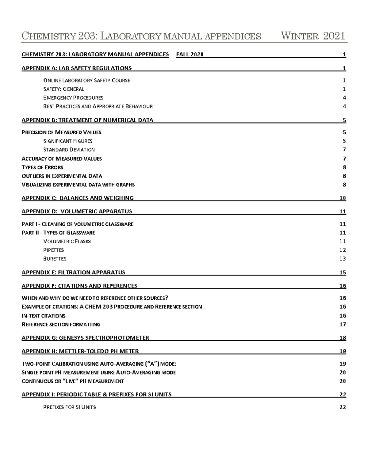 CHEM 203: Winter & Fall Lab Manual Appendices & Safety Guidelines - Studocu