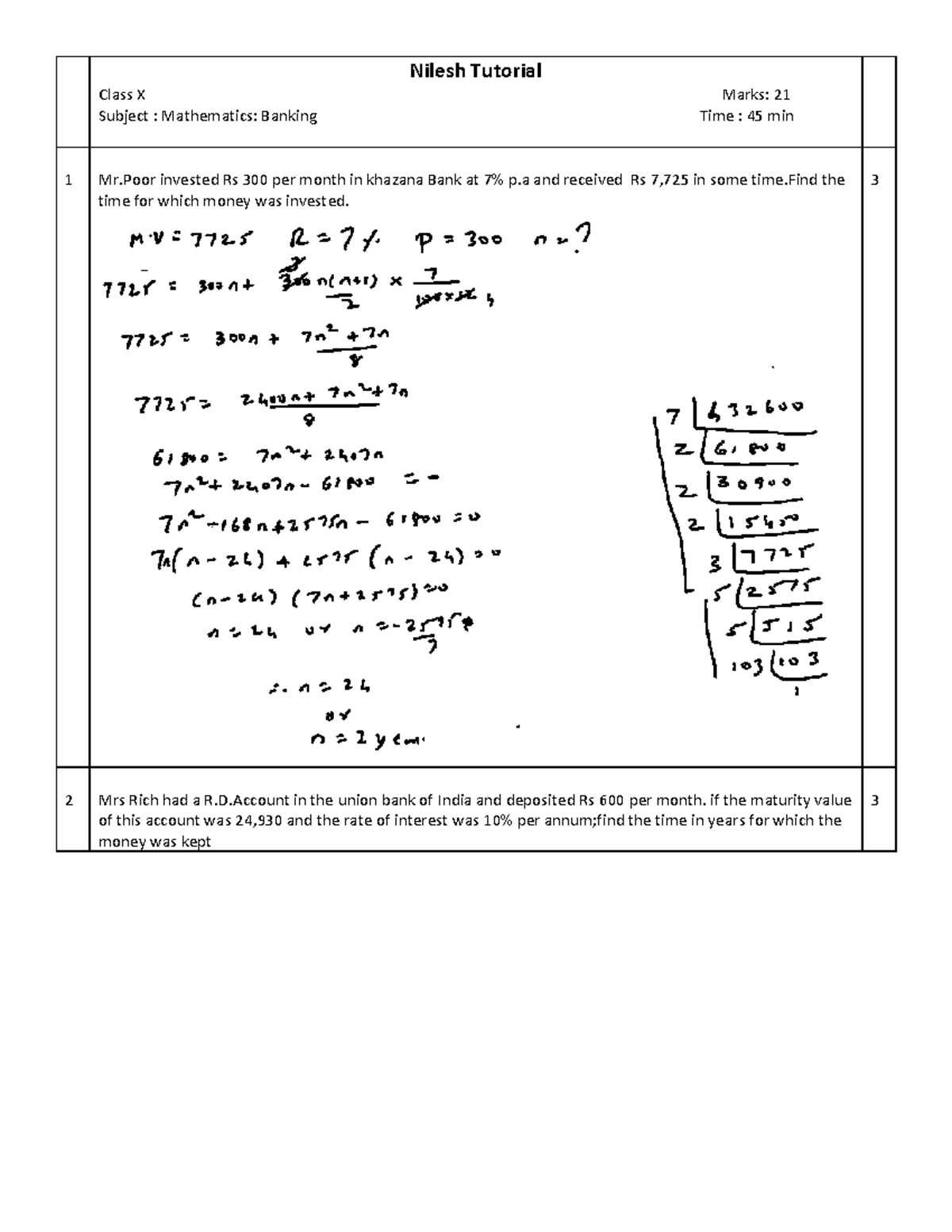 Banking - good for u......... - Nilesh Tutorial Class X Marks: 21 ...