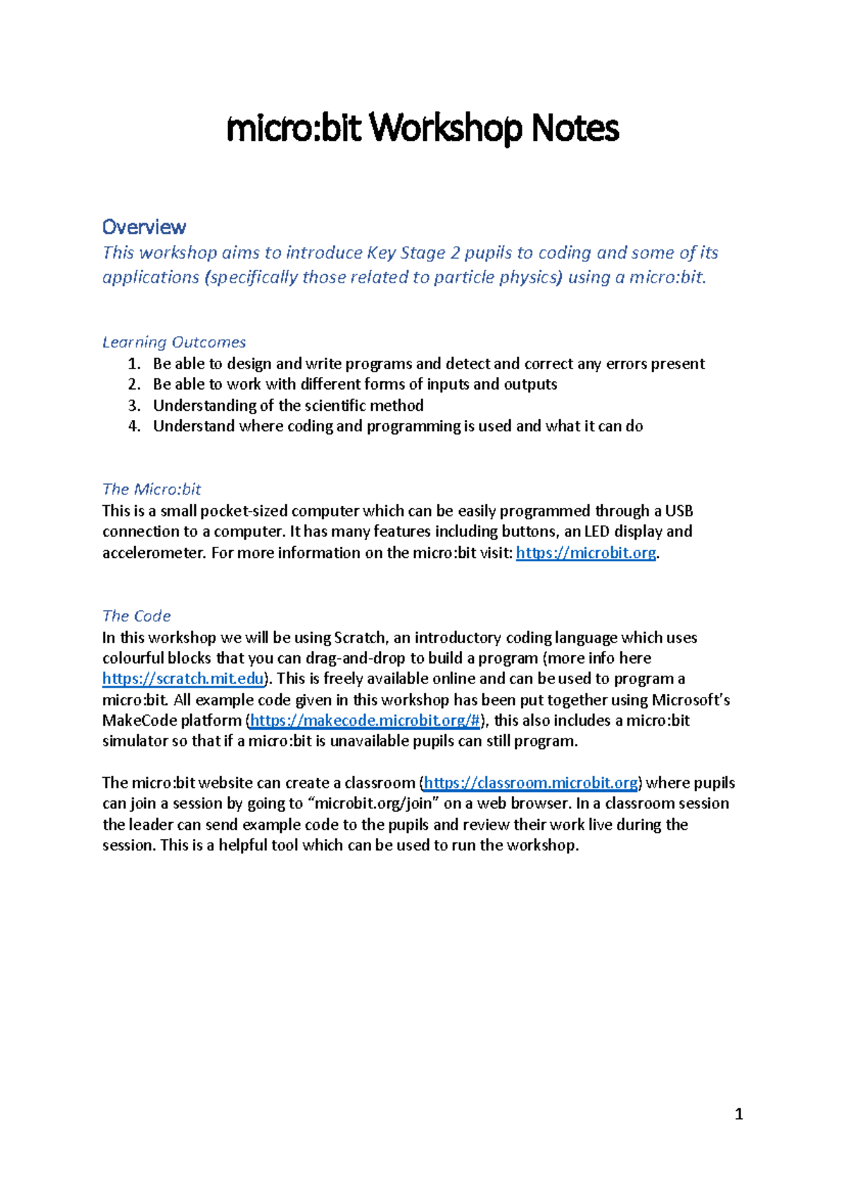 Micro:bit Workshop Notes: Coding for Key Stage 2 Pupils - Studocu