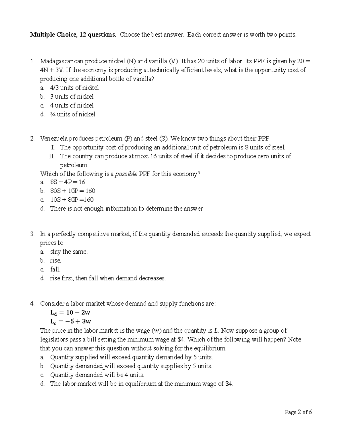 Economics Exam Review: Short Answers & MC Practice (ECO 101) - Studocu