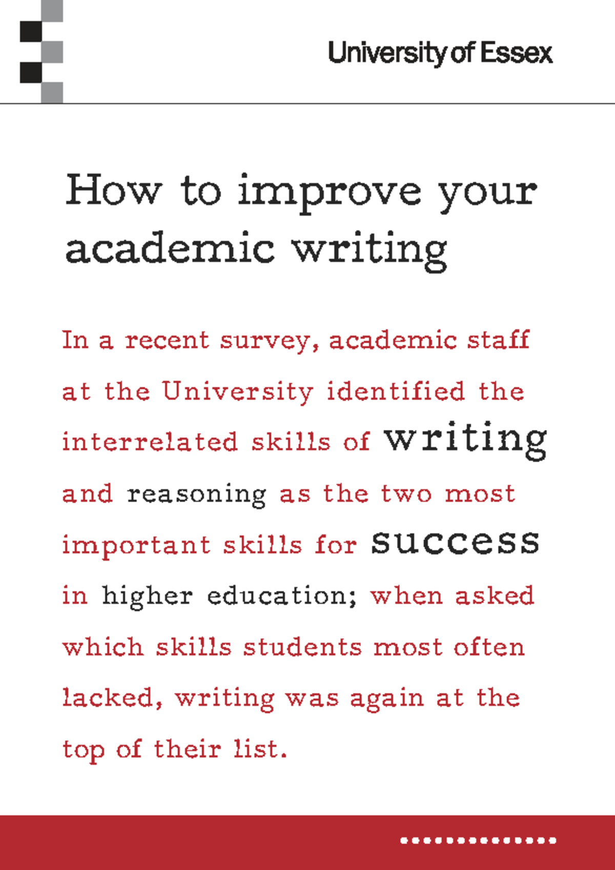 Improving Academic Writing Skills: A Guide for Essex Students (2009 ...