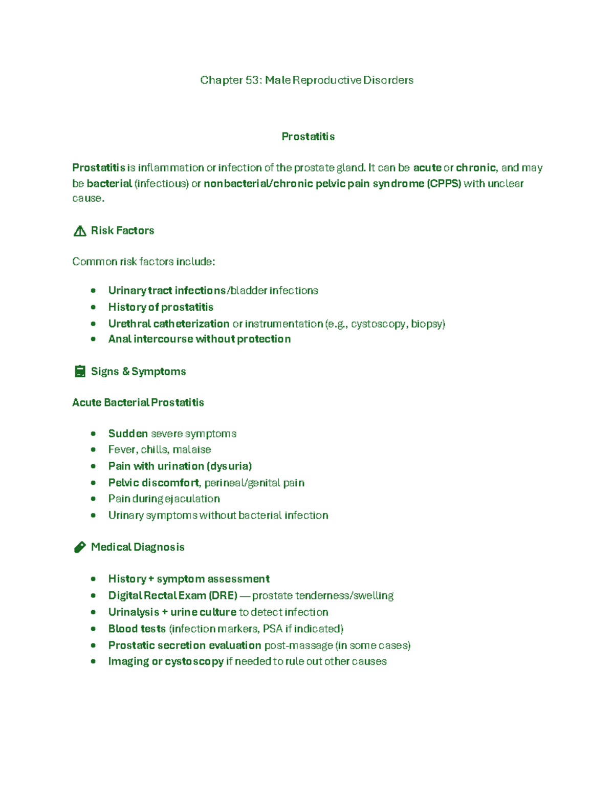 Chapter 53: Male Reproductive Disorders Overview and Management - Studocu