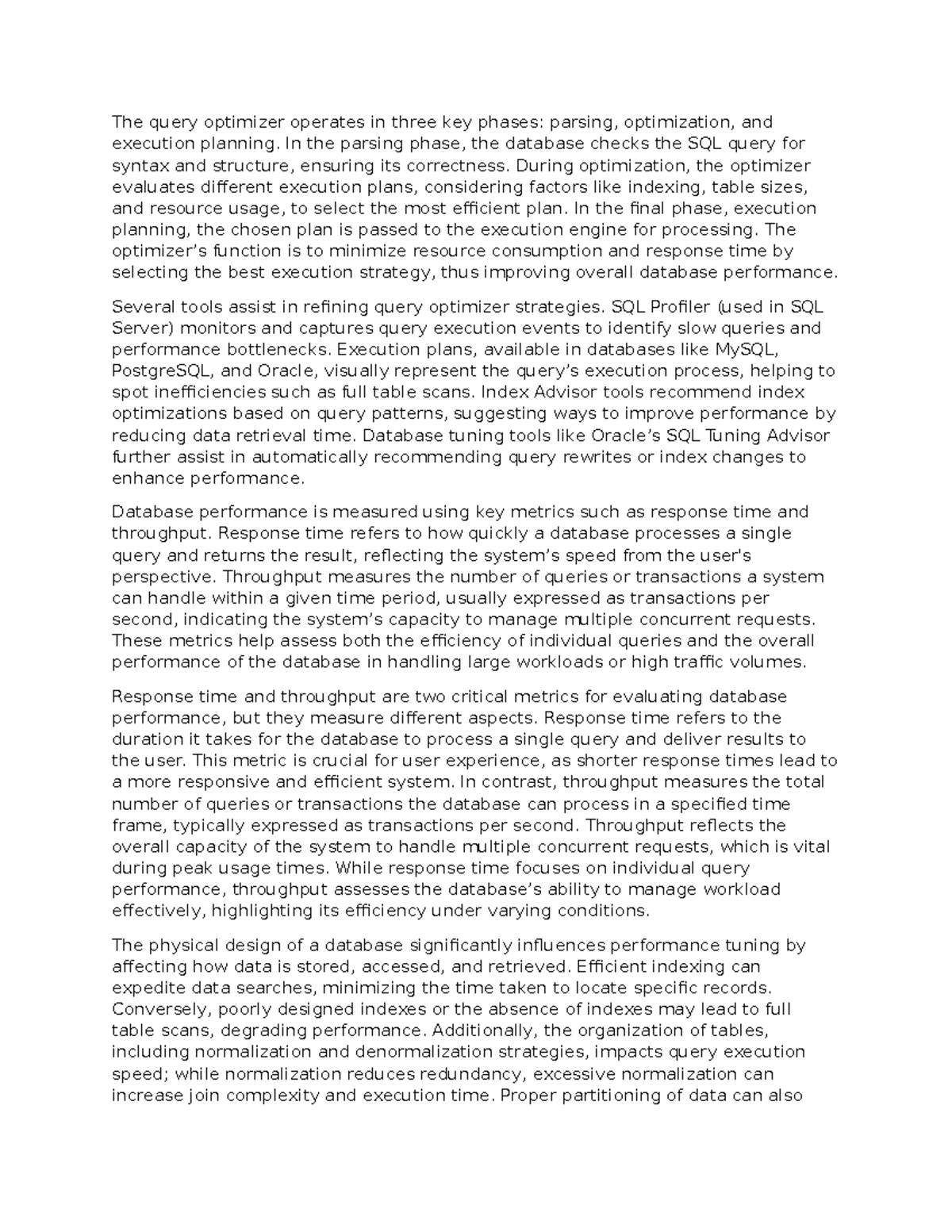 SYM-400 Final Exam: Understanding Database Query Optimization ...