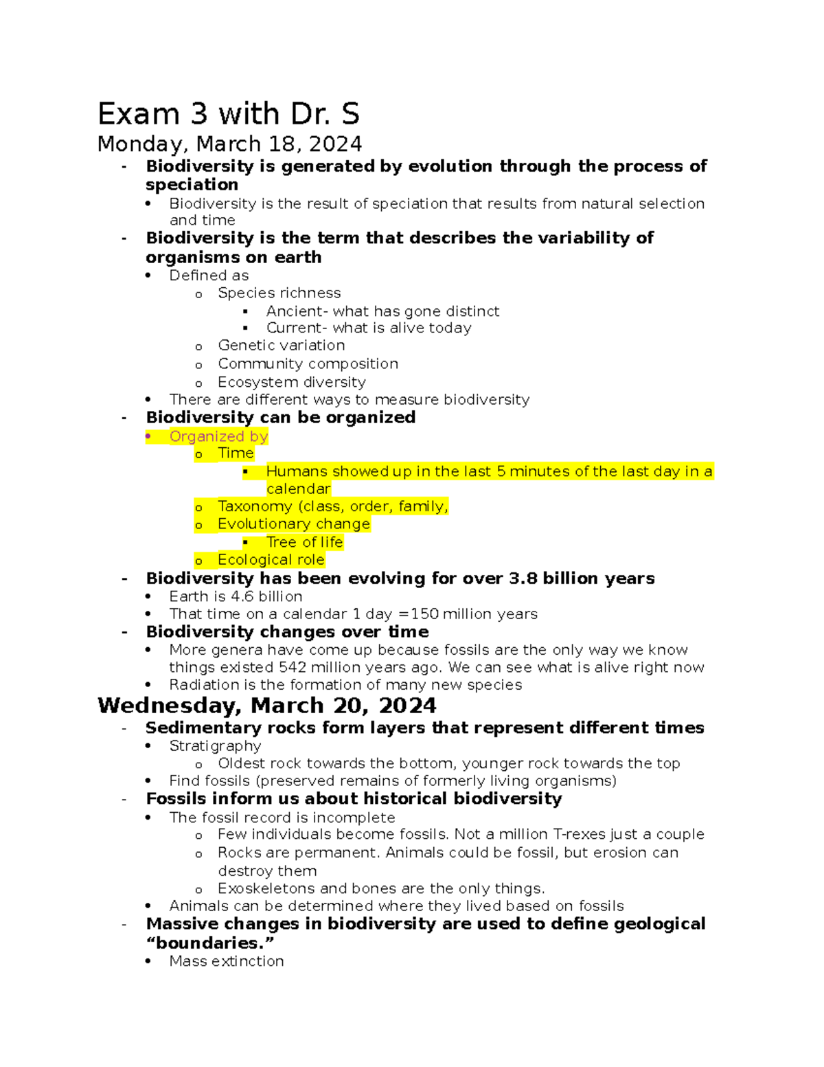 Exam 3 Study Guide with Dr. S: Biodiversity and Evolution Notes - Studocu
