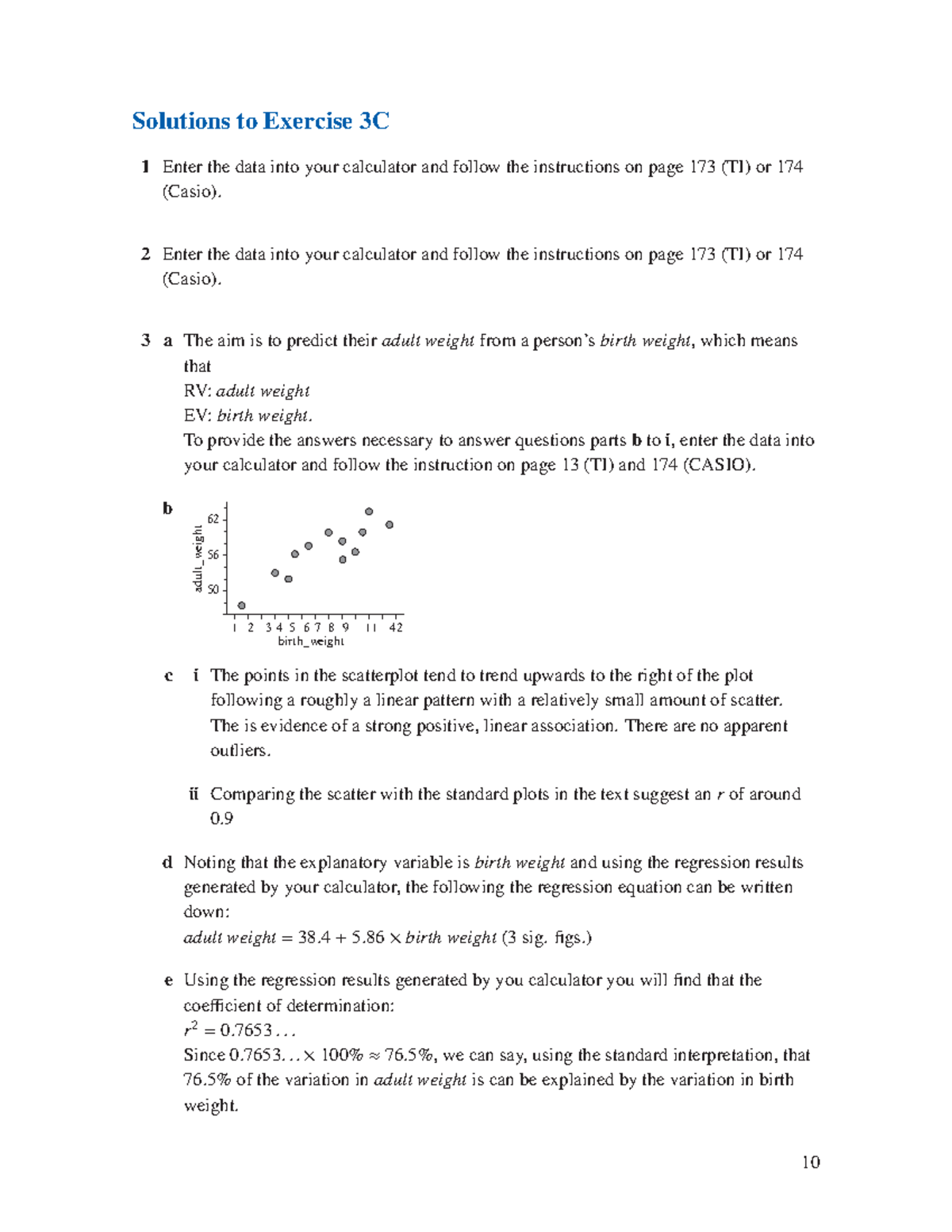 3C-Worked-Solutions: Analysis of Birth Weight and Adult Weight - Studocu