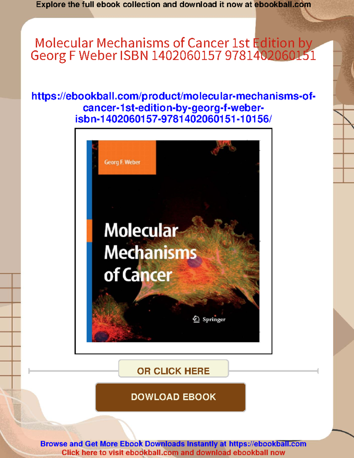 Molecular mechanisms of cancer (BIO 17095) 1st edition by Georg F ...