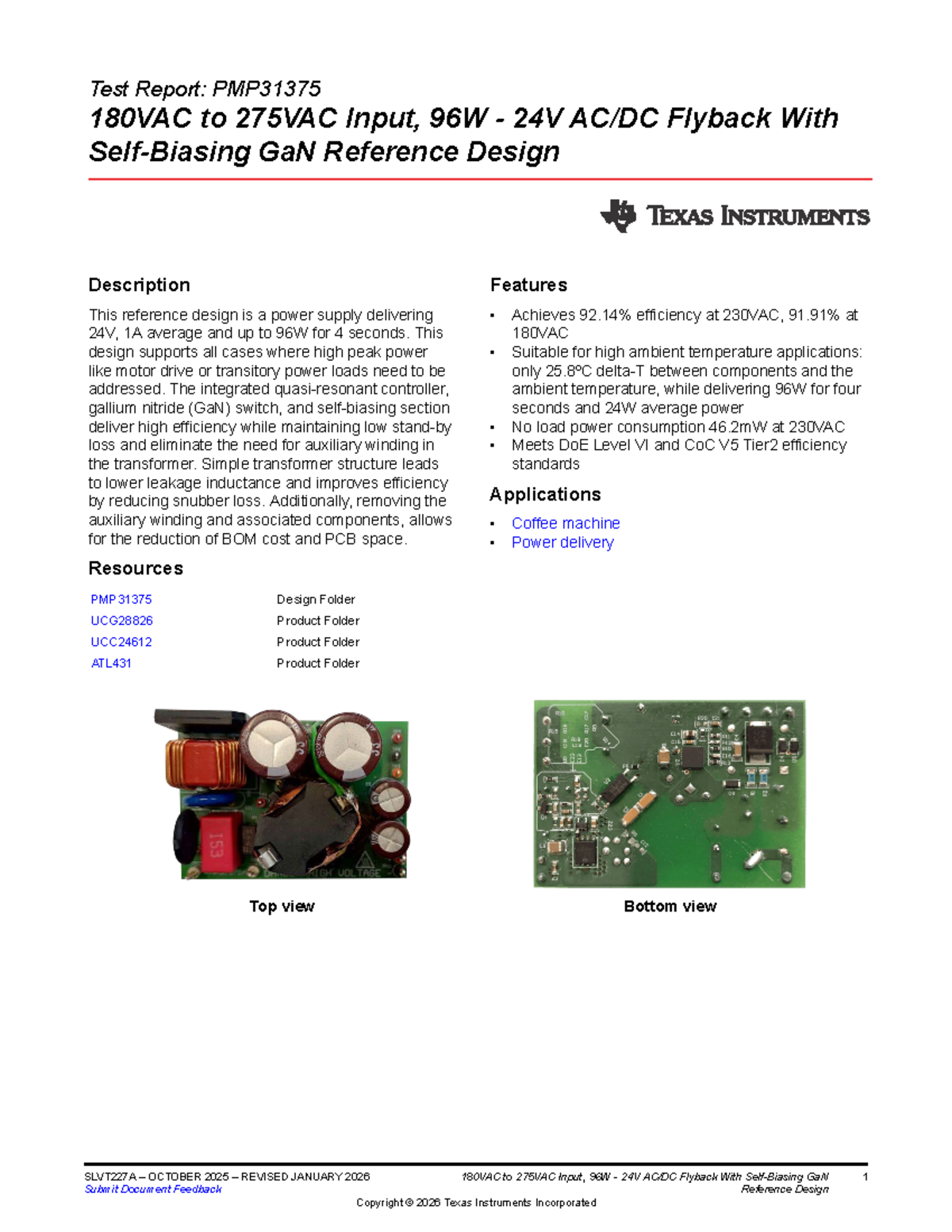 PMP31375 Flyback Reference Design: 180VAC to 275VAC Input, 96W - Studocu