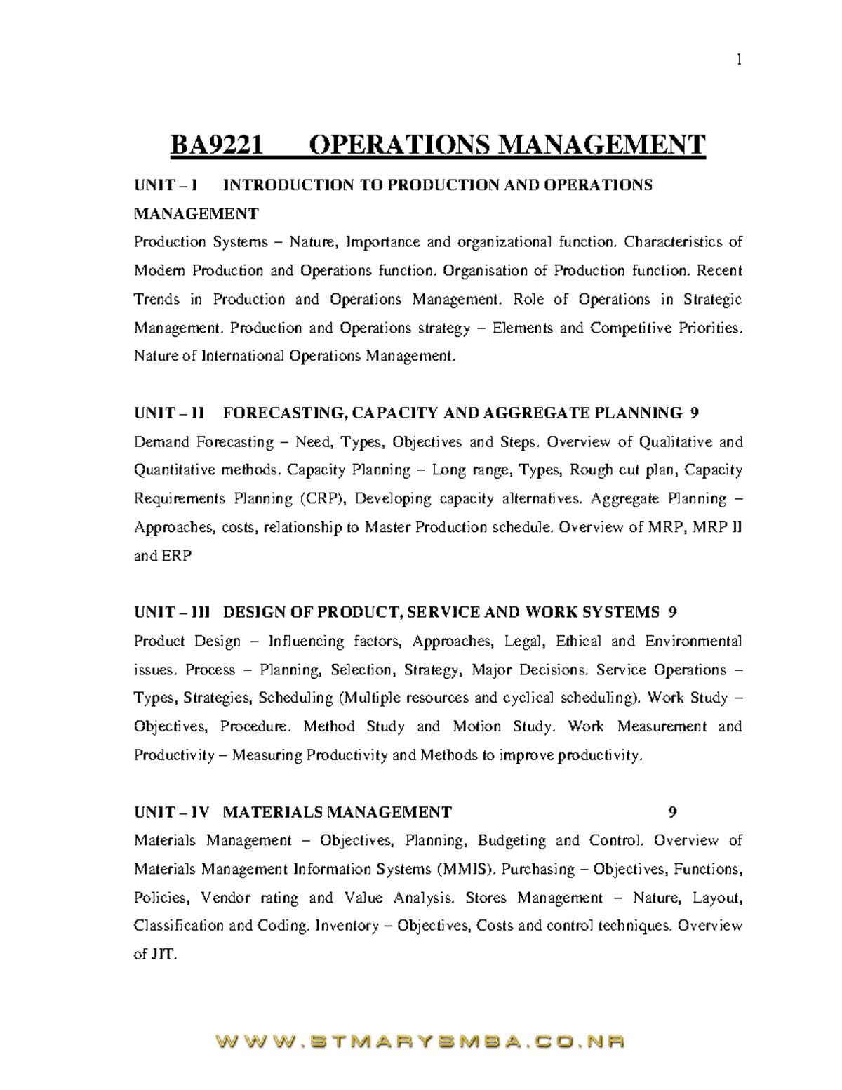 BA9221 Operations Management Notes: Key Concepts & Trends in 5 Units ...