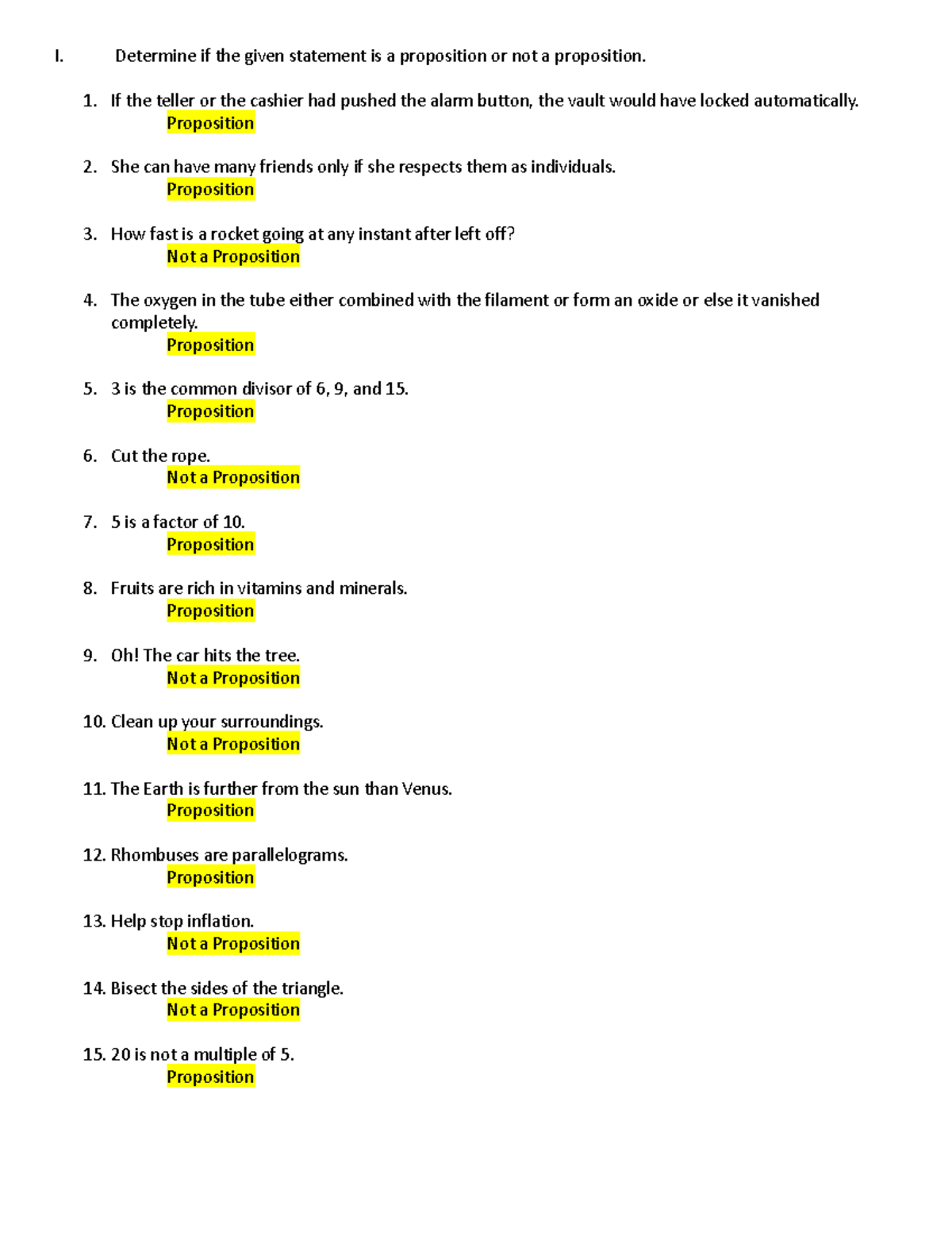 MMW - Performance Task on Propositions and Logic Statements - Studocu